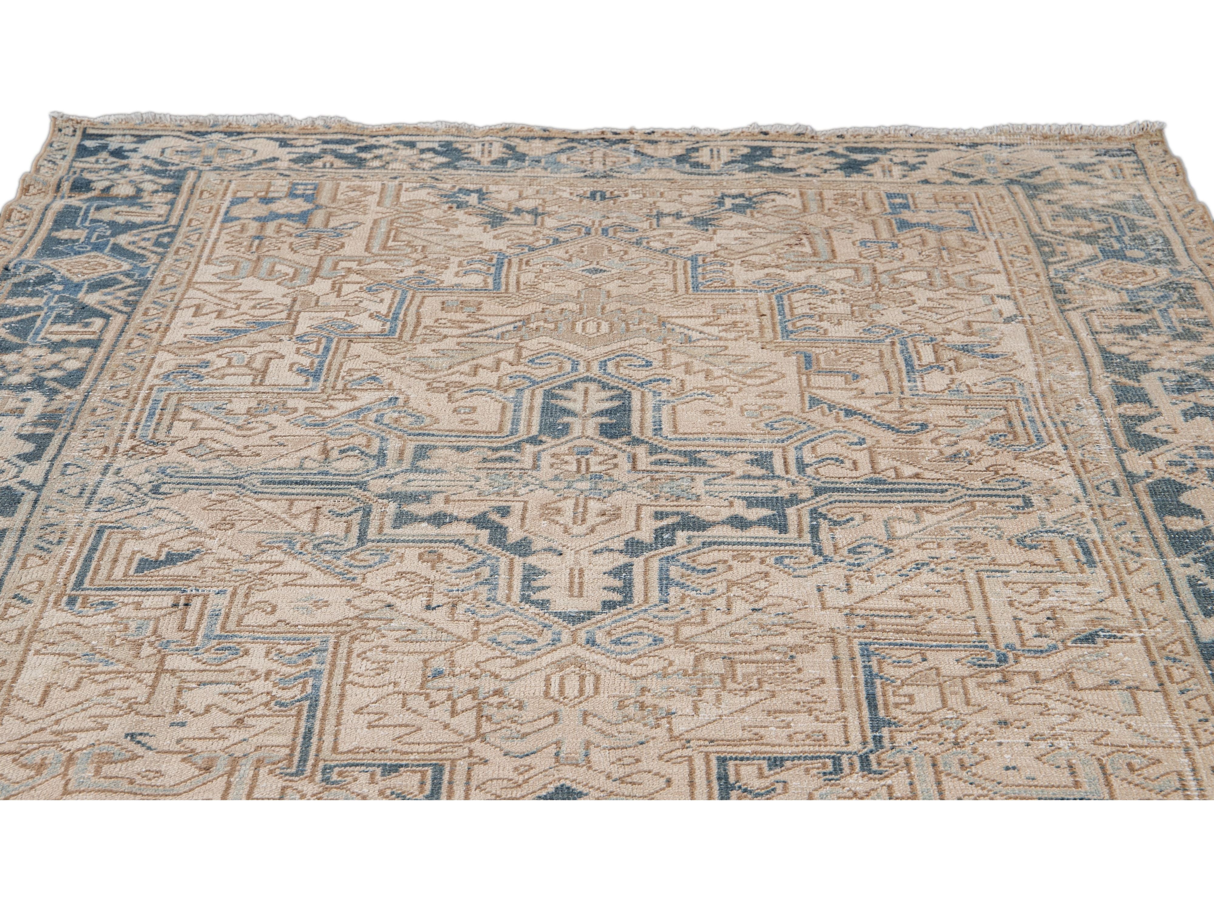 Antique Heriz Wool Rug 6 X 8