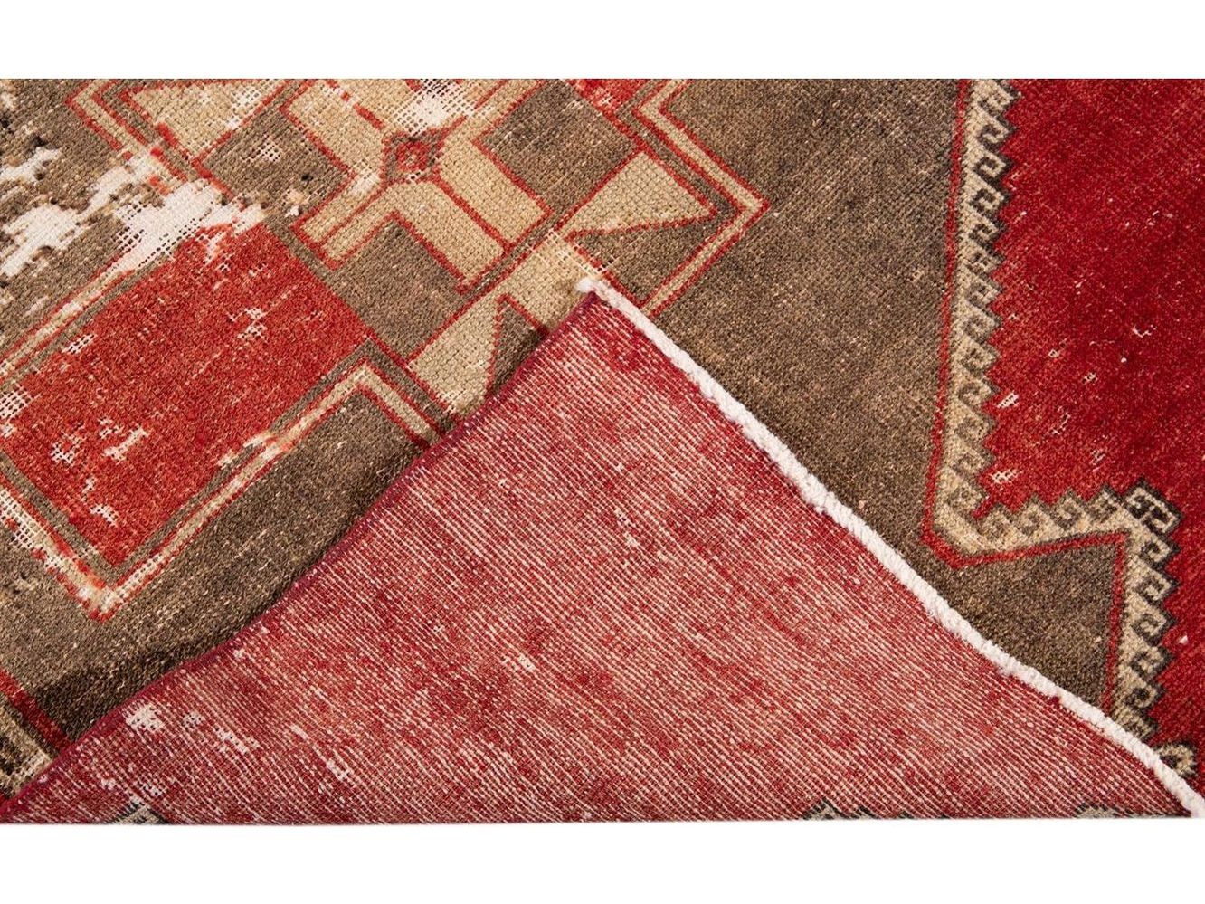 Vintage Turkish Geometric Wool Runner 3 X 13