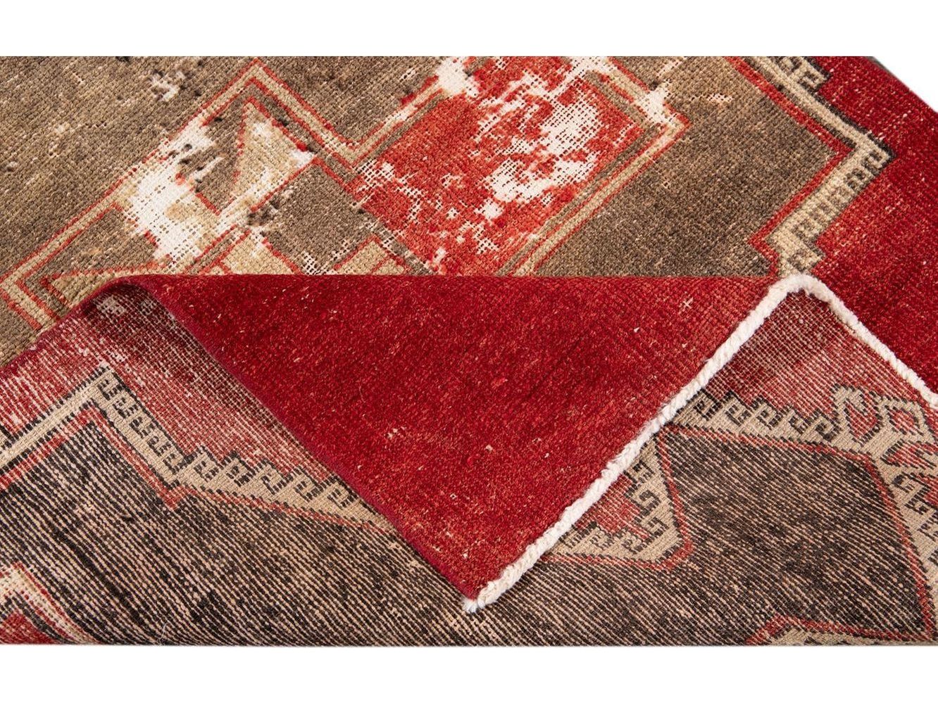 Vintage Turkish Geometric Wool Runner 3 X 13