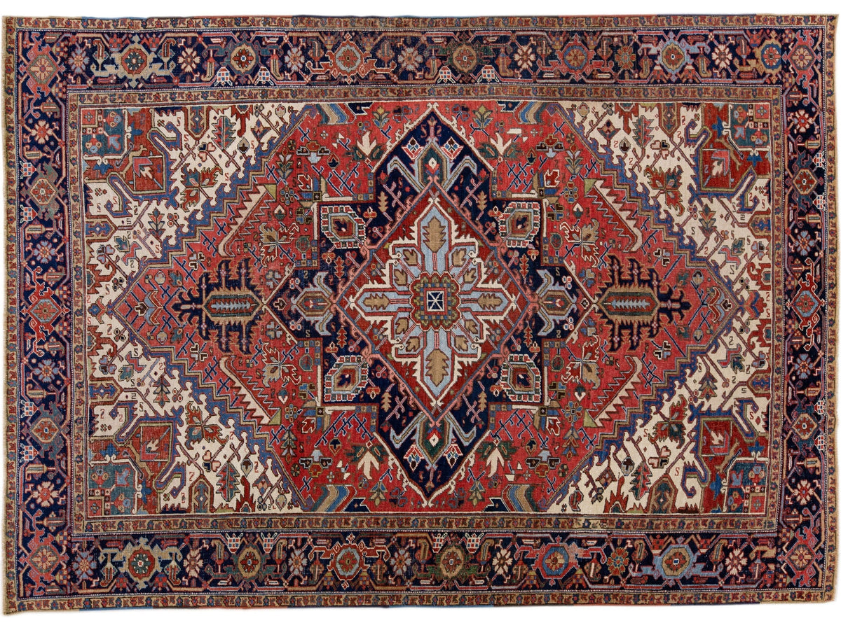 Antique Heriz Wool Rug 8 X 11