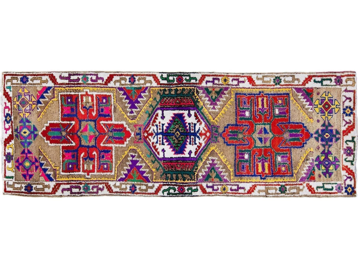 Vintage Turkish Tribal Wool Runner 3 X 9