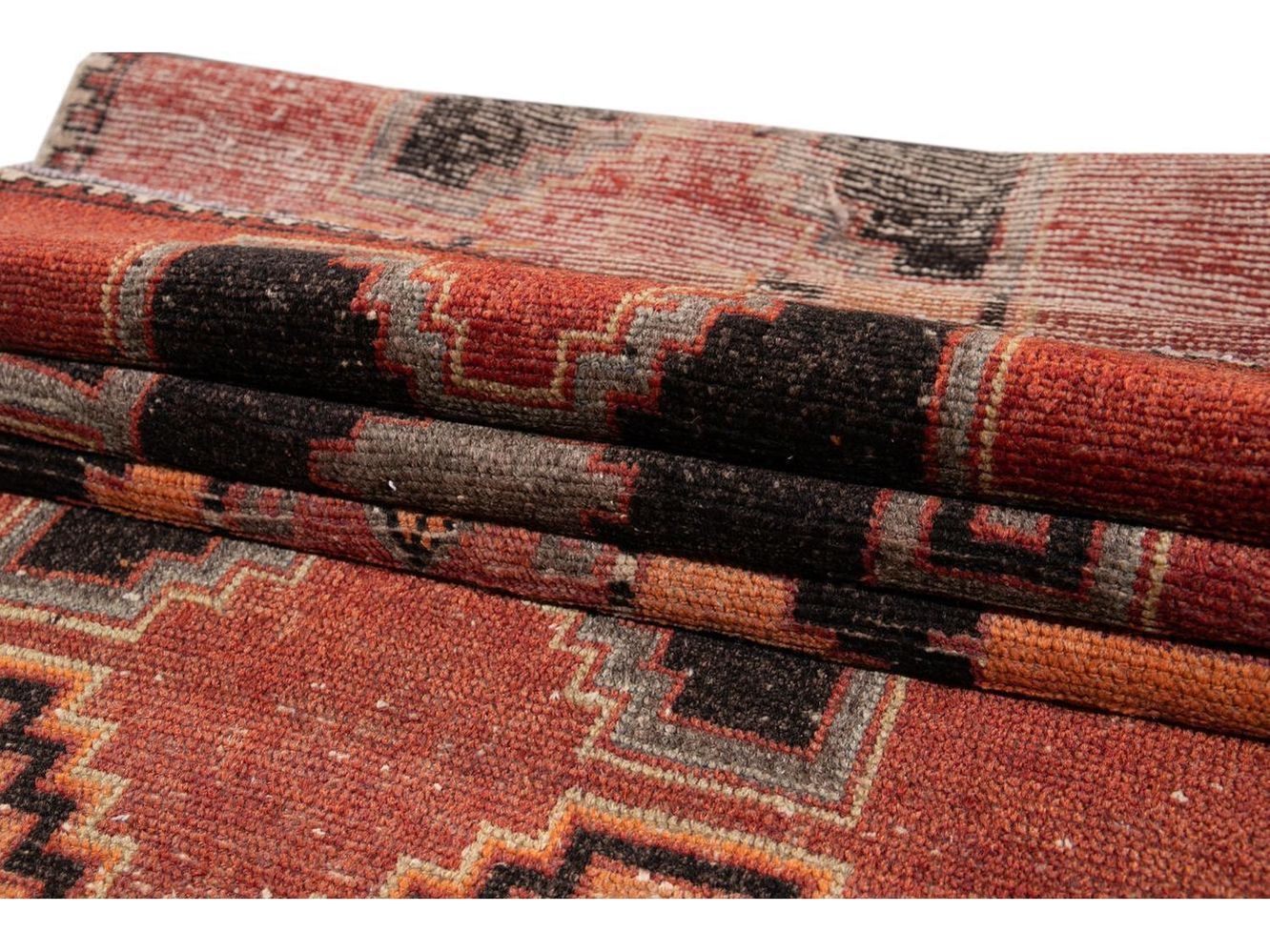 Vintage Turkish Geometric Wool Runner 3 X 11