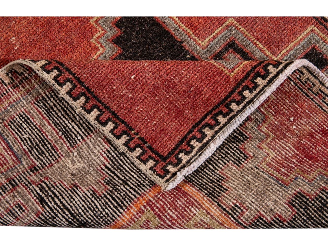 Vintage Turkish Geometric Wool Runner 3 X 11