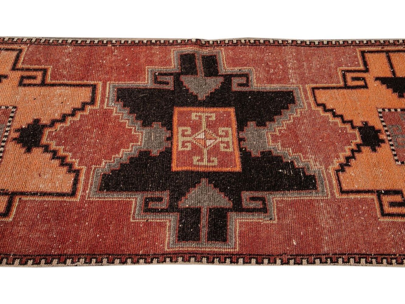 Vintage Turkish Geometric Wool Runner 3 X 11