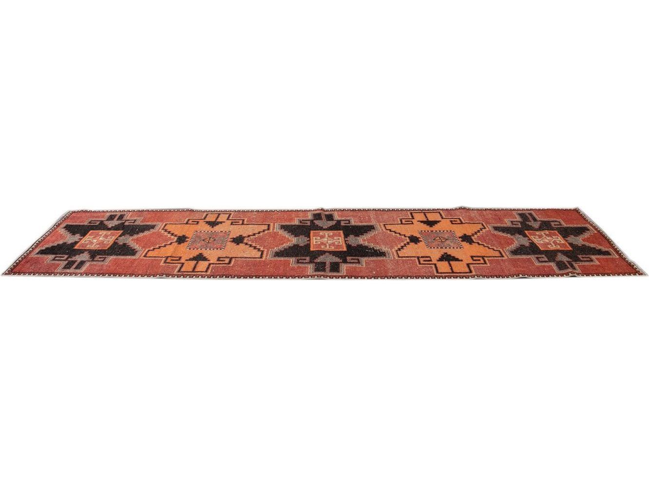 Vintage Turkish Geometric Wool Runner 3 X 11