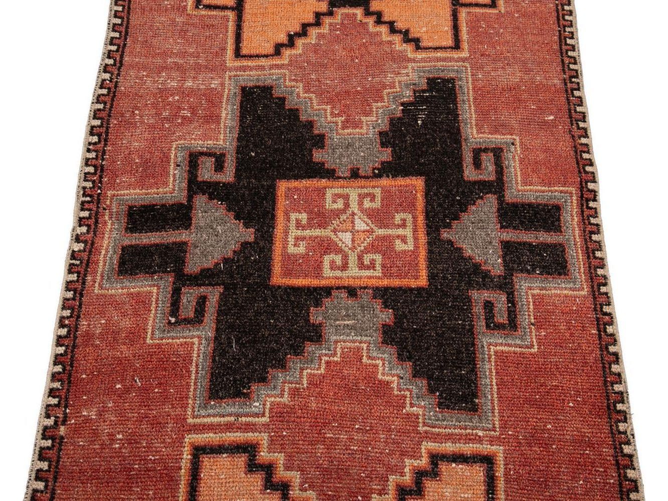 Vintage Turkish Geometric Wool Runner 3 X 11