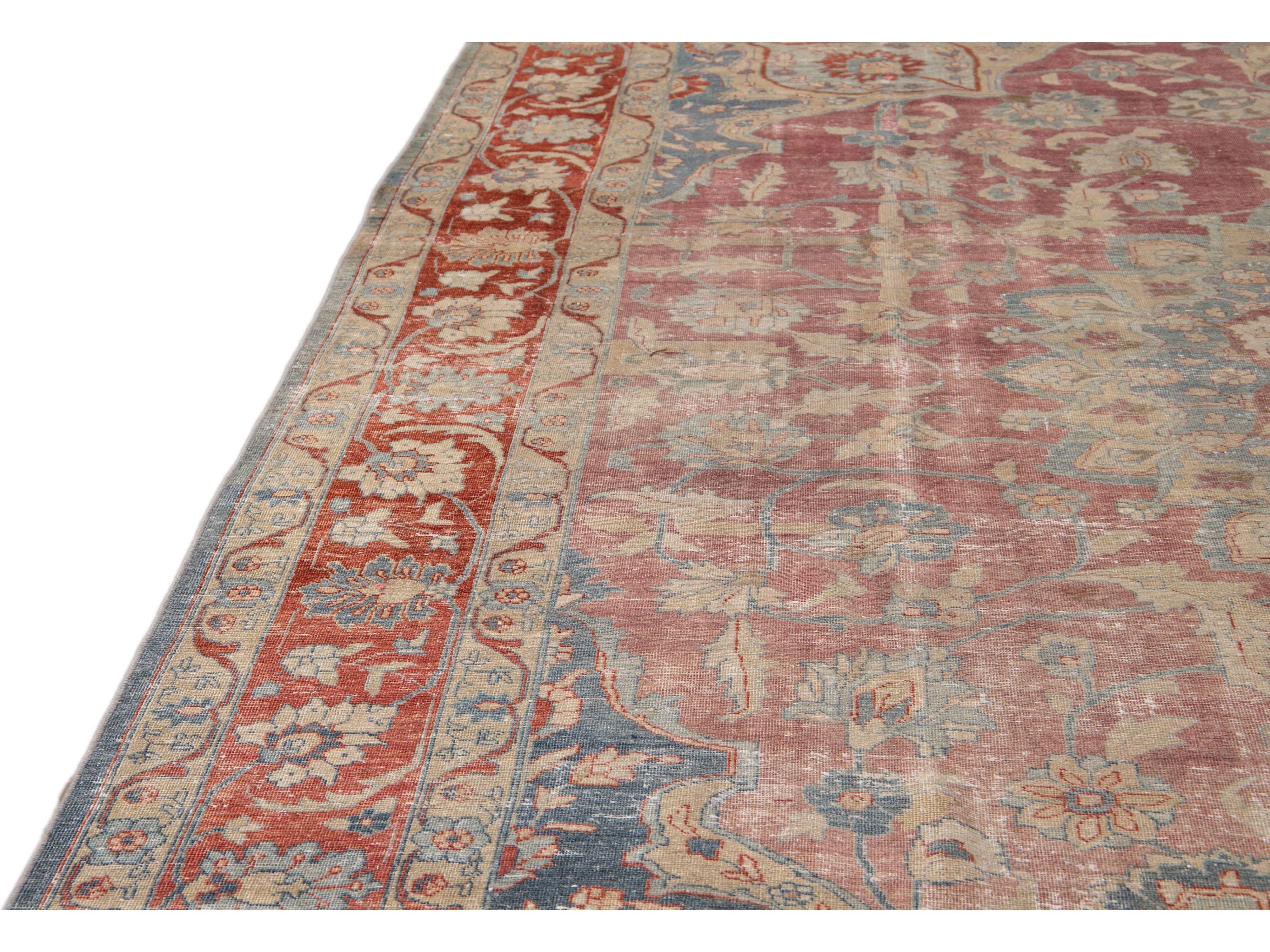 Antique Tabriz Wool Rug 11 X 14