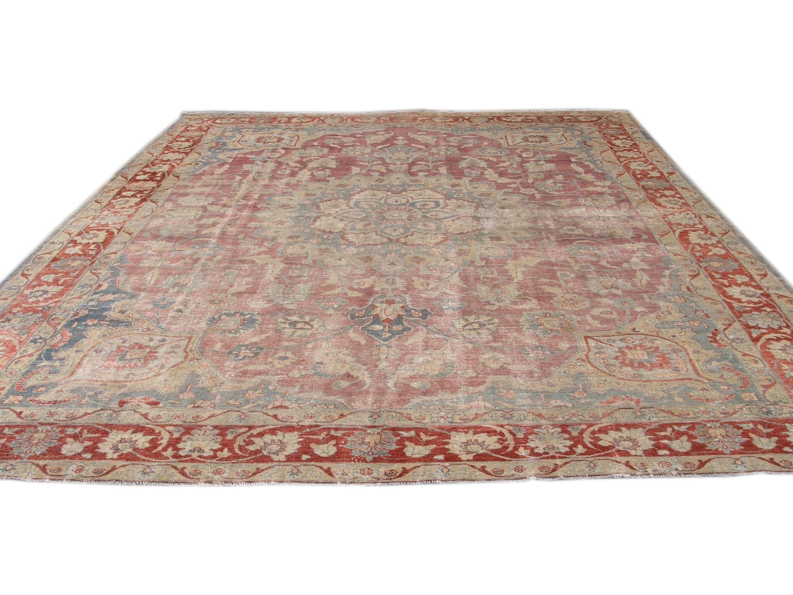 Antique Tabriz Wool Rug 11 X 14