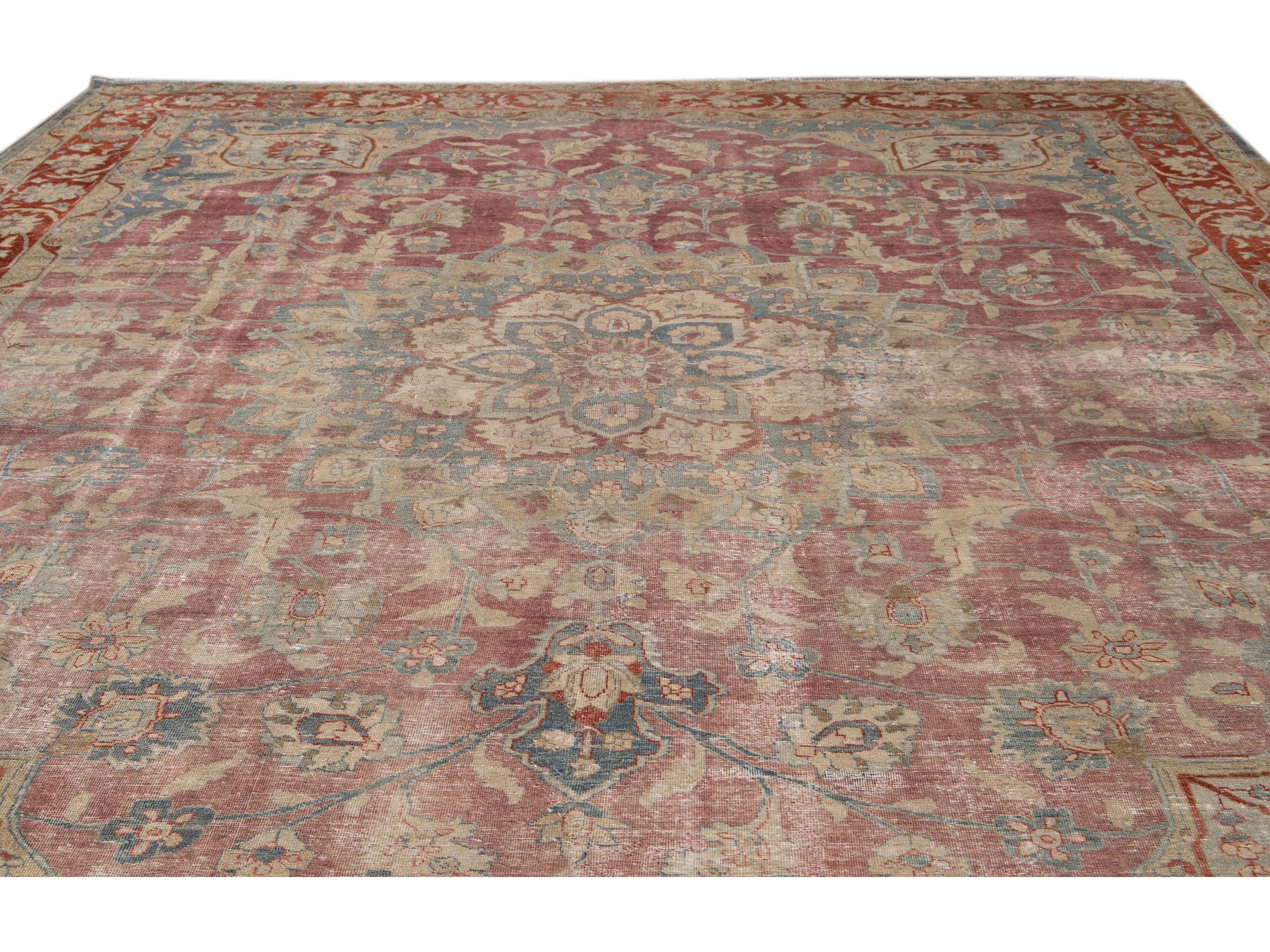Antique Tabriz Wool Rug 11 X 14