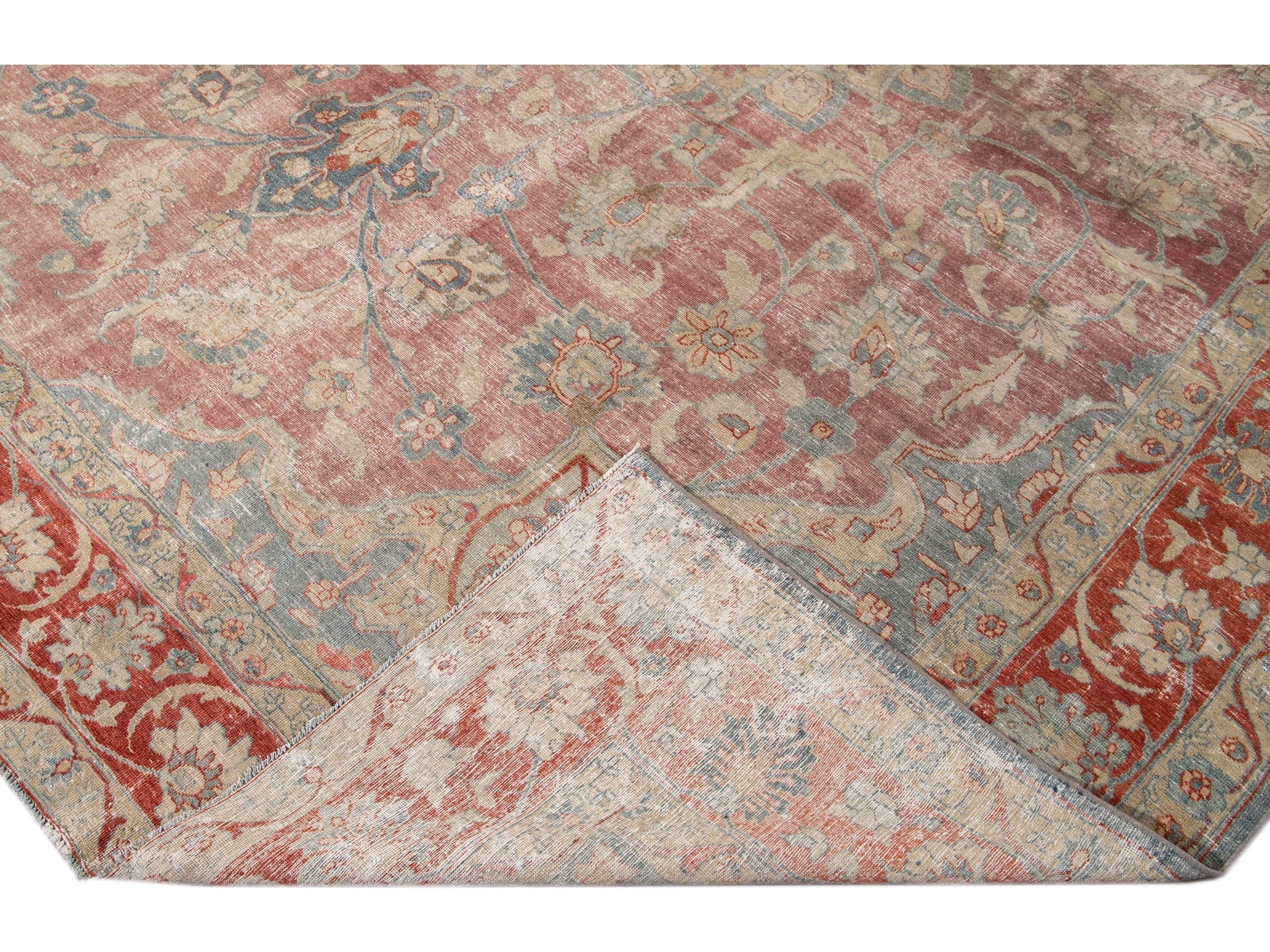 Antique Tabriz Wool Rug 11 X 14