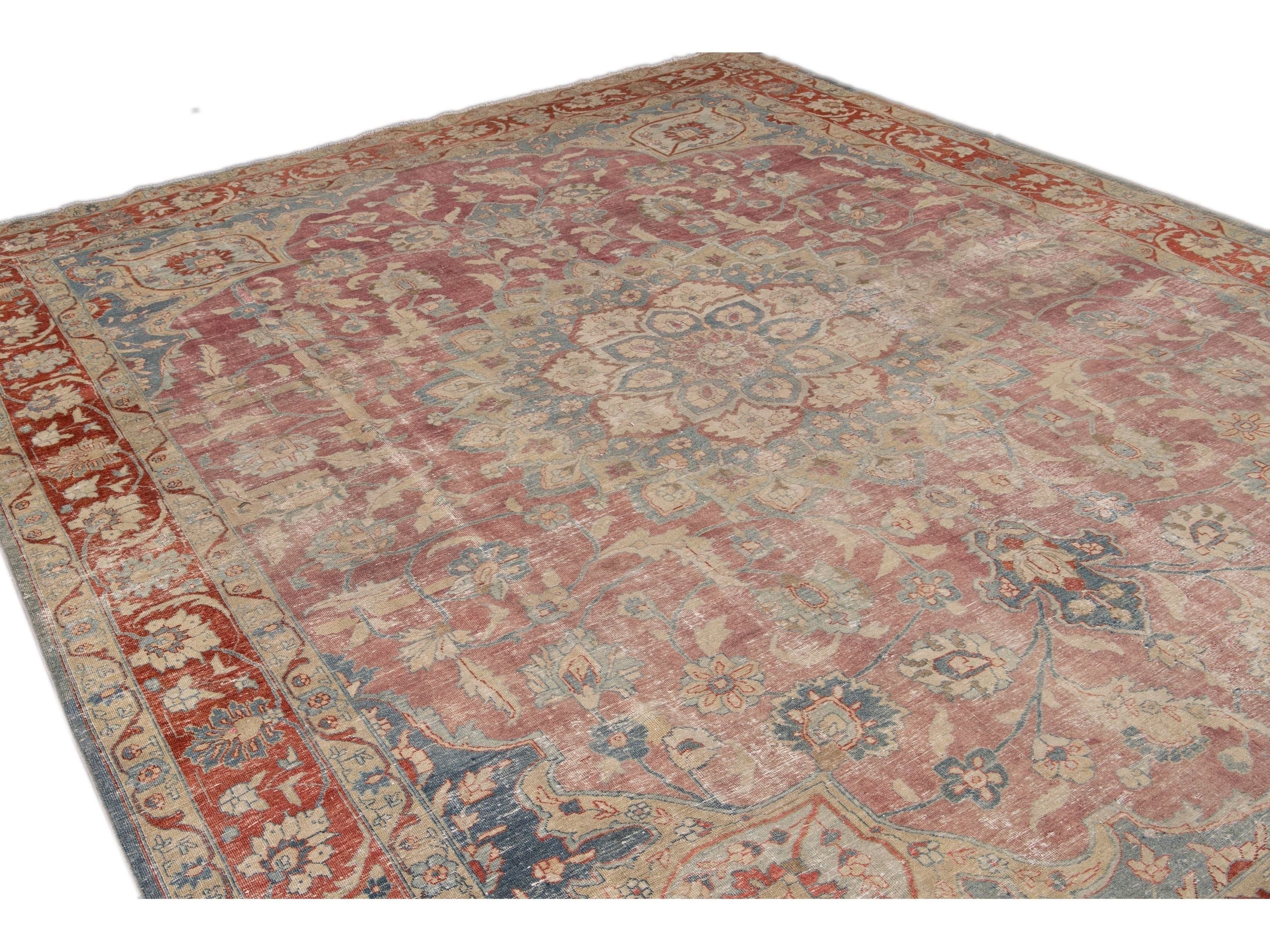 Antique Tabriz Wool Rug 11 X 14