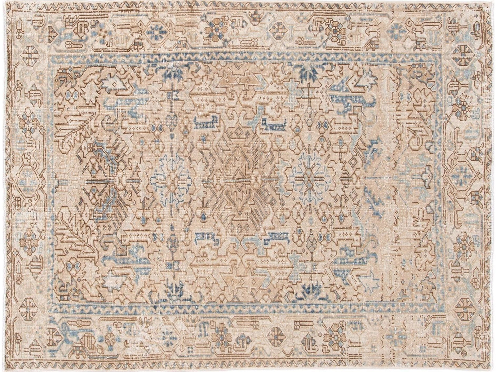 Antique Heriz Wool Rug 6 X 8