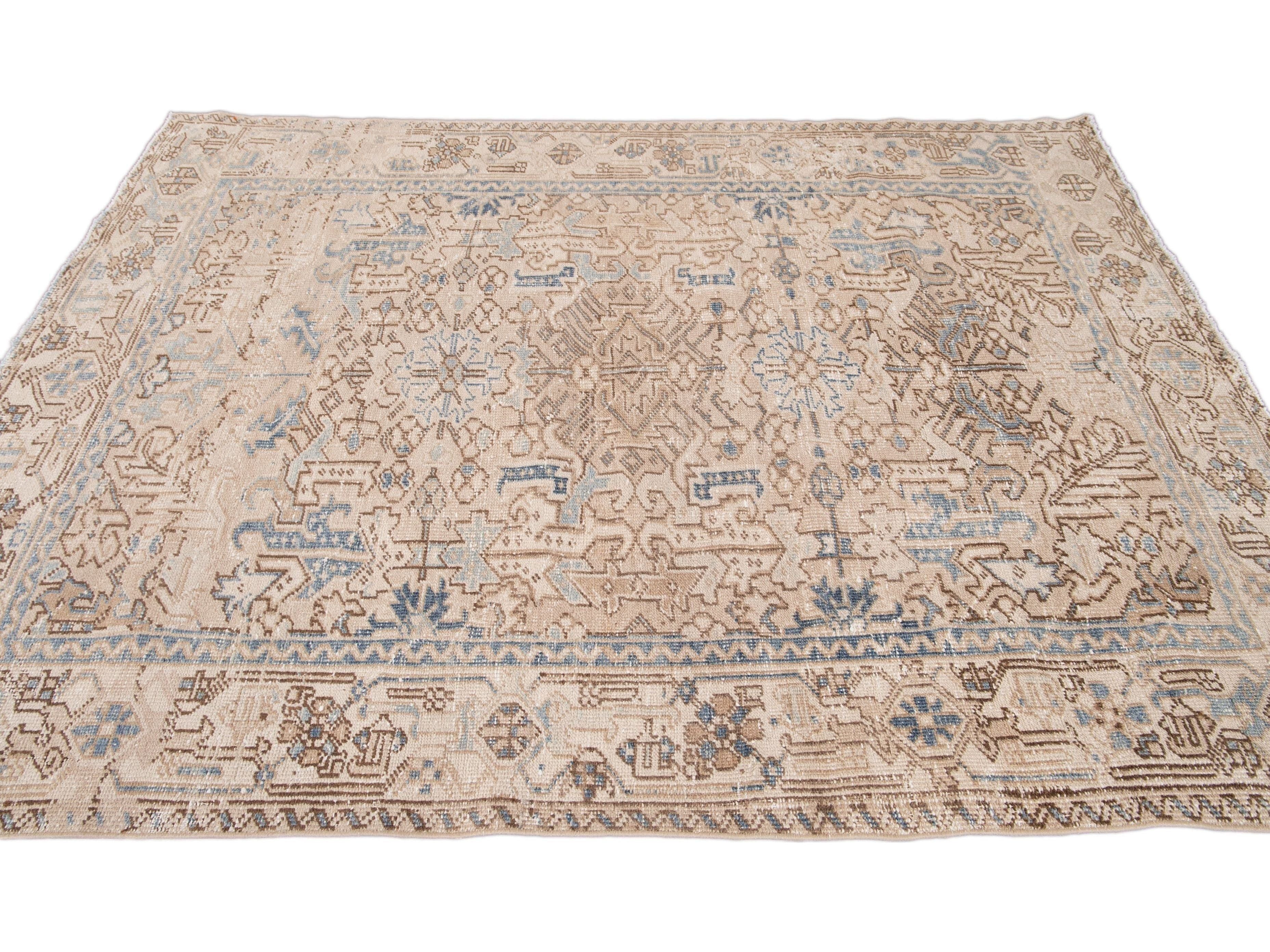Antique Heriz Wool Rug 6 X 8