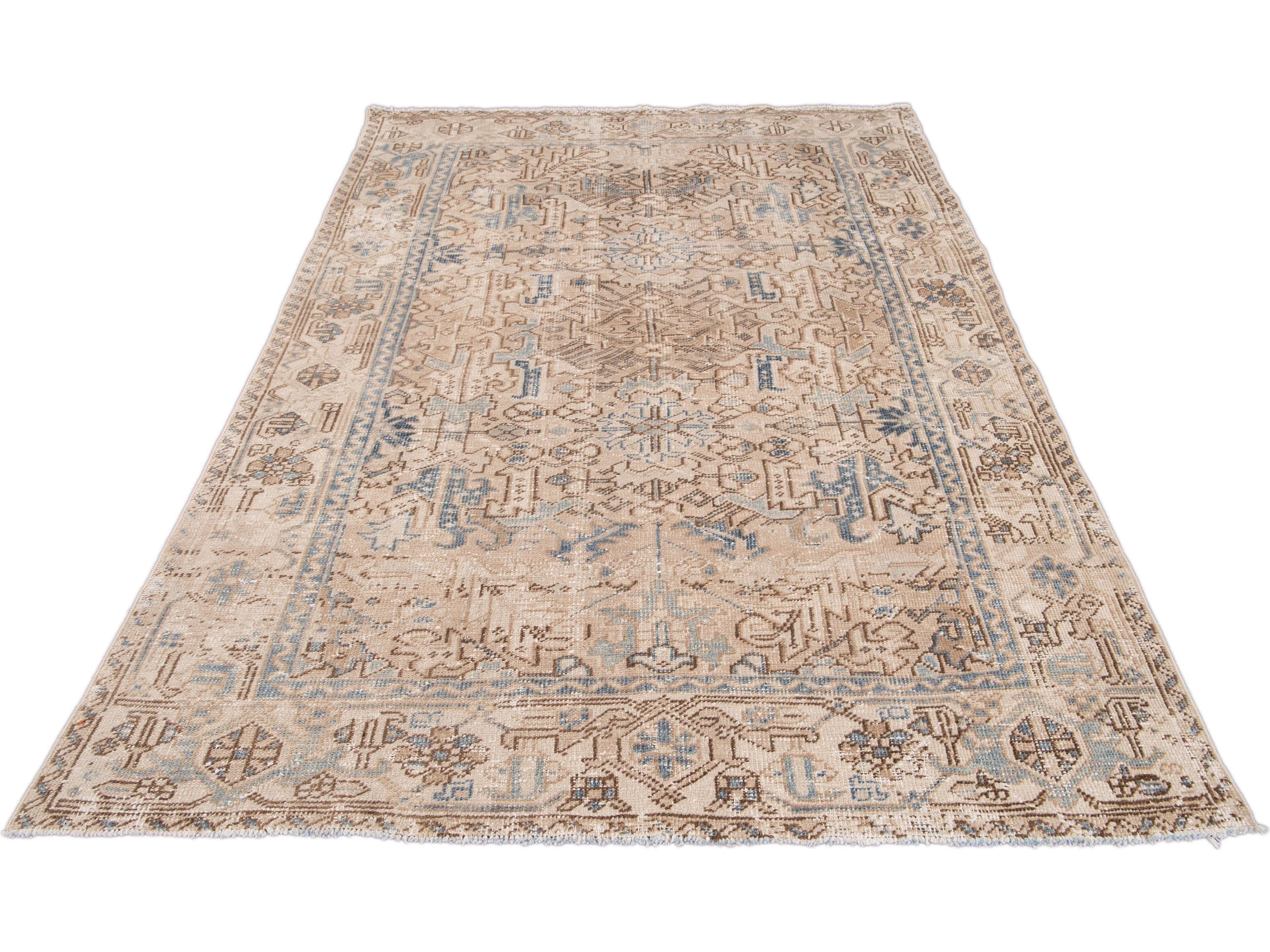 Antique Heriz Wool Rug 6 X 8