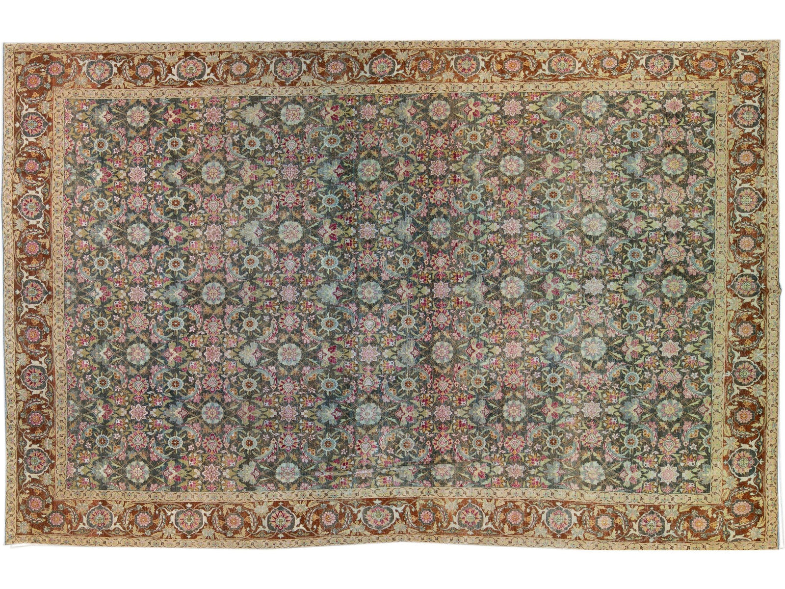 Antique Tabriz Wool Rug 11 X 17