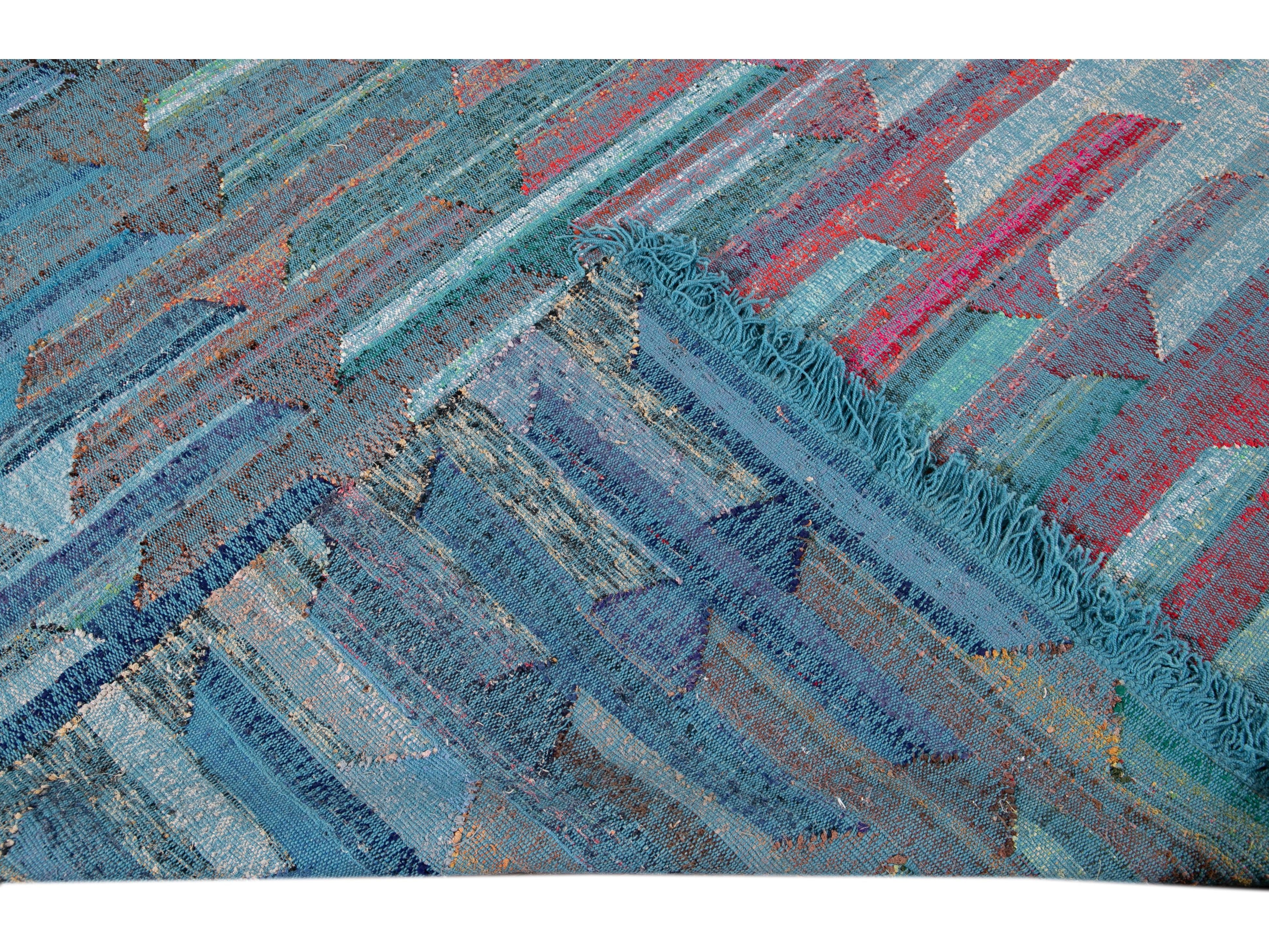 Modern Kilim Wool Rug 12  X 16