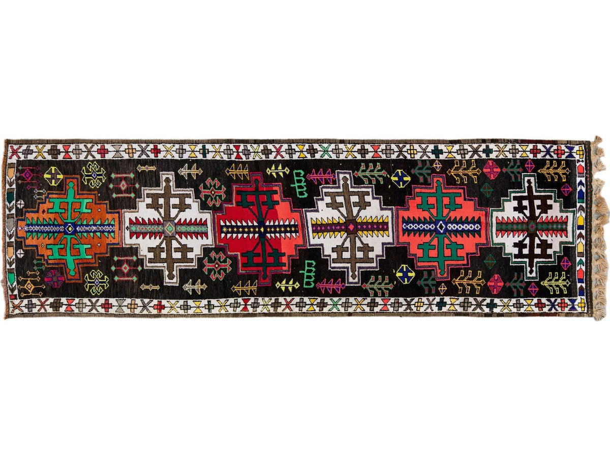 Vintage Turkish Tribal Wool Runner 3 X 11