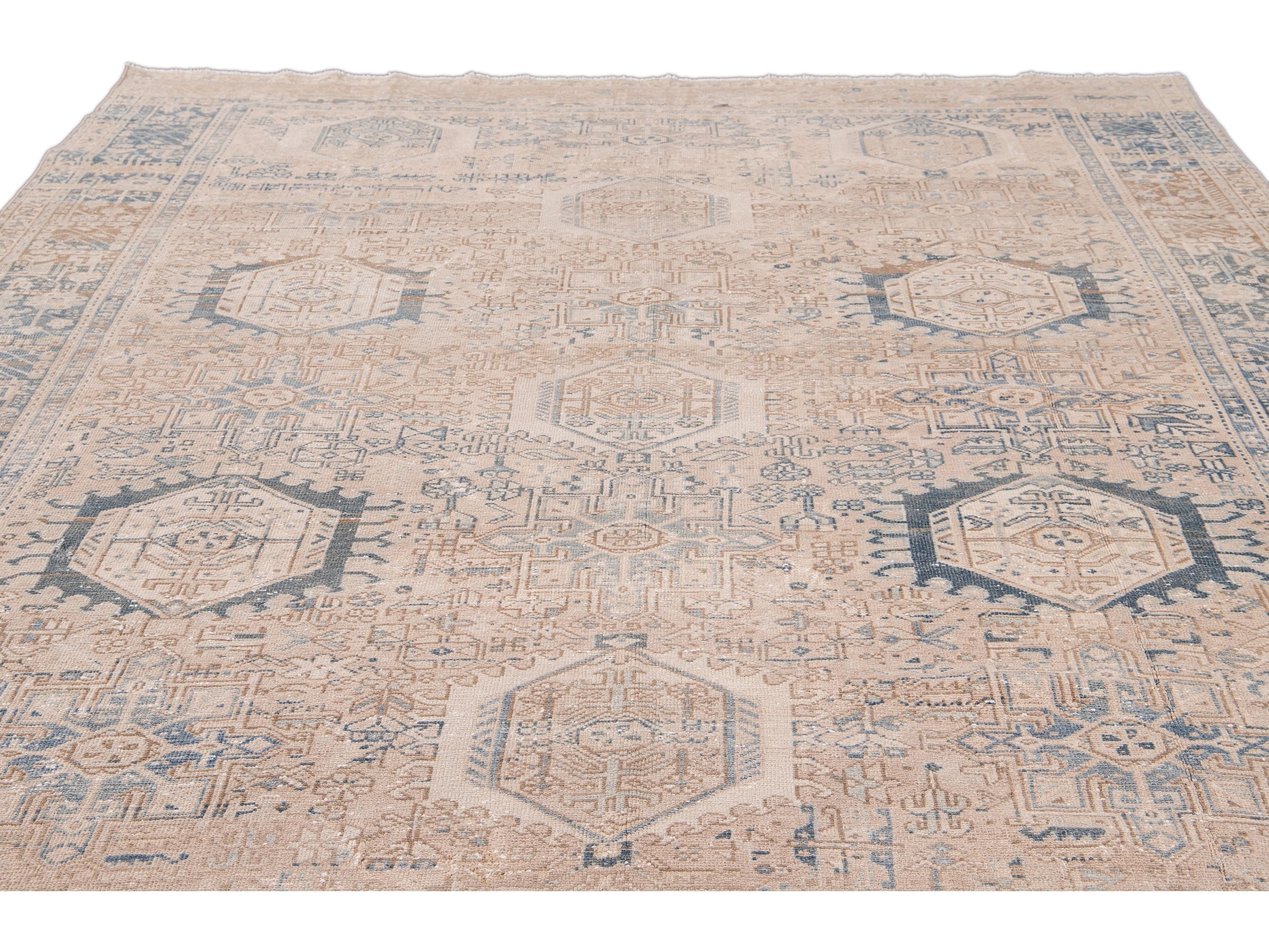 Antique Heriz Wool Rug 8 X 11