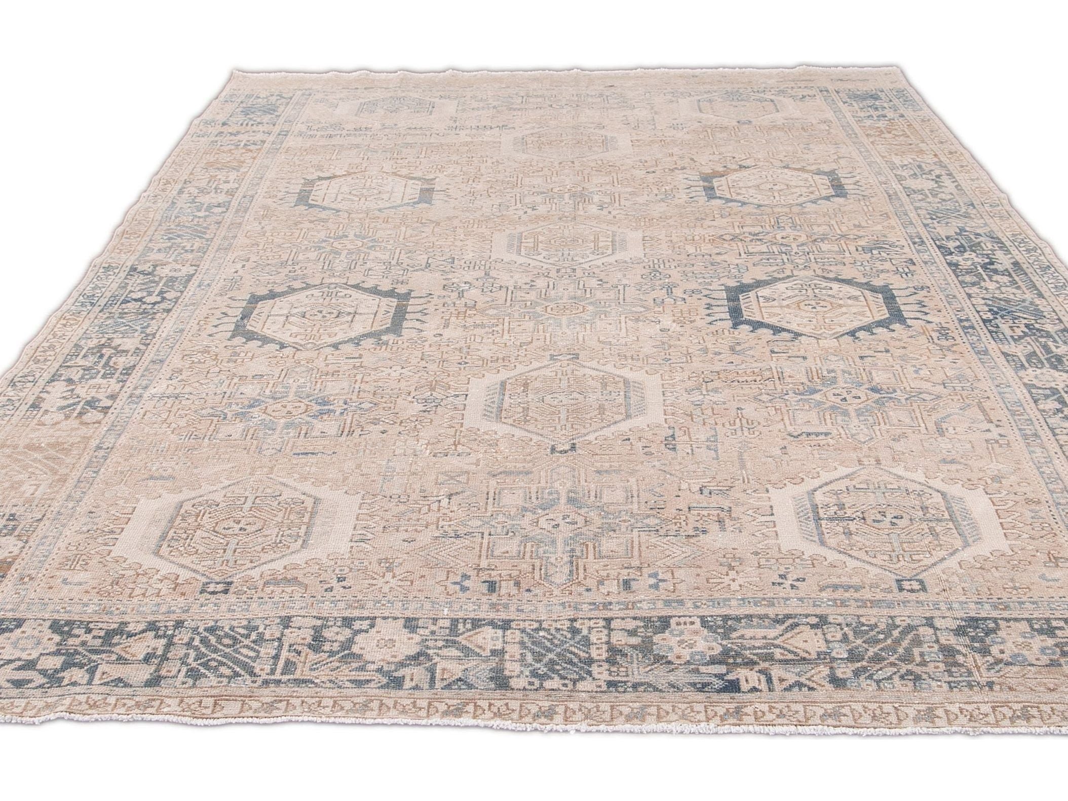 Antique Heriz Wool Rug 8 X 11