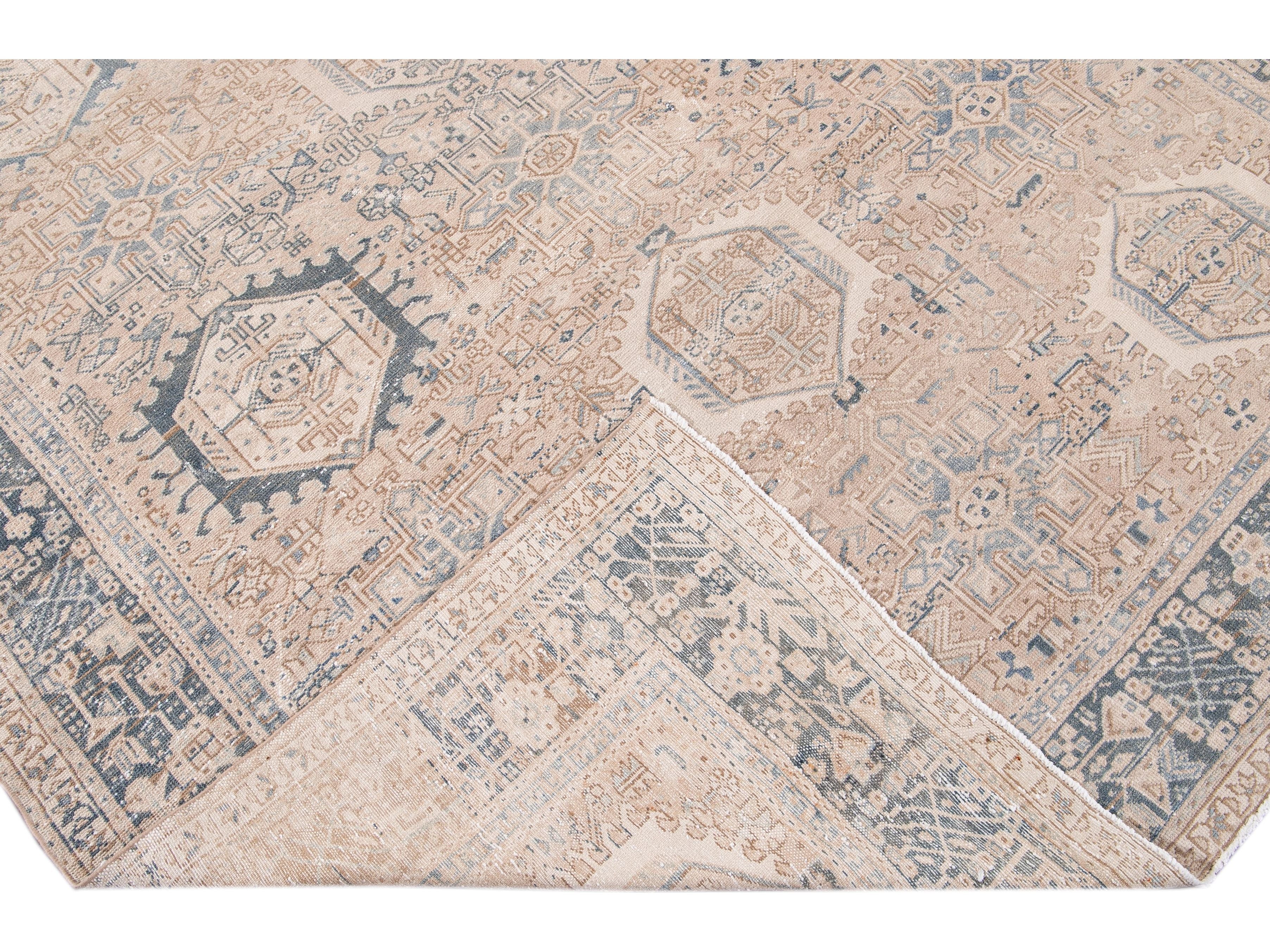Antique Heriz Wool Rug 8 X 11