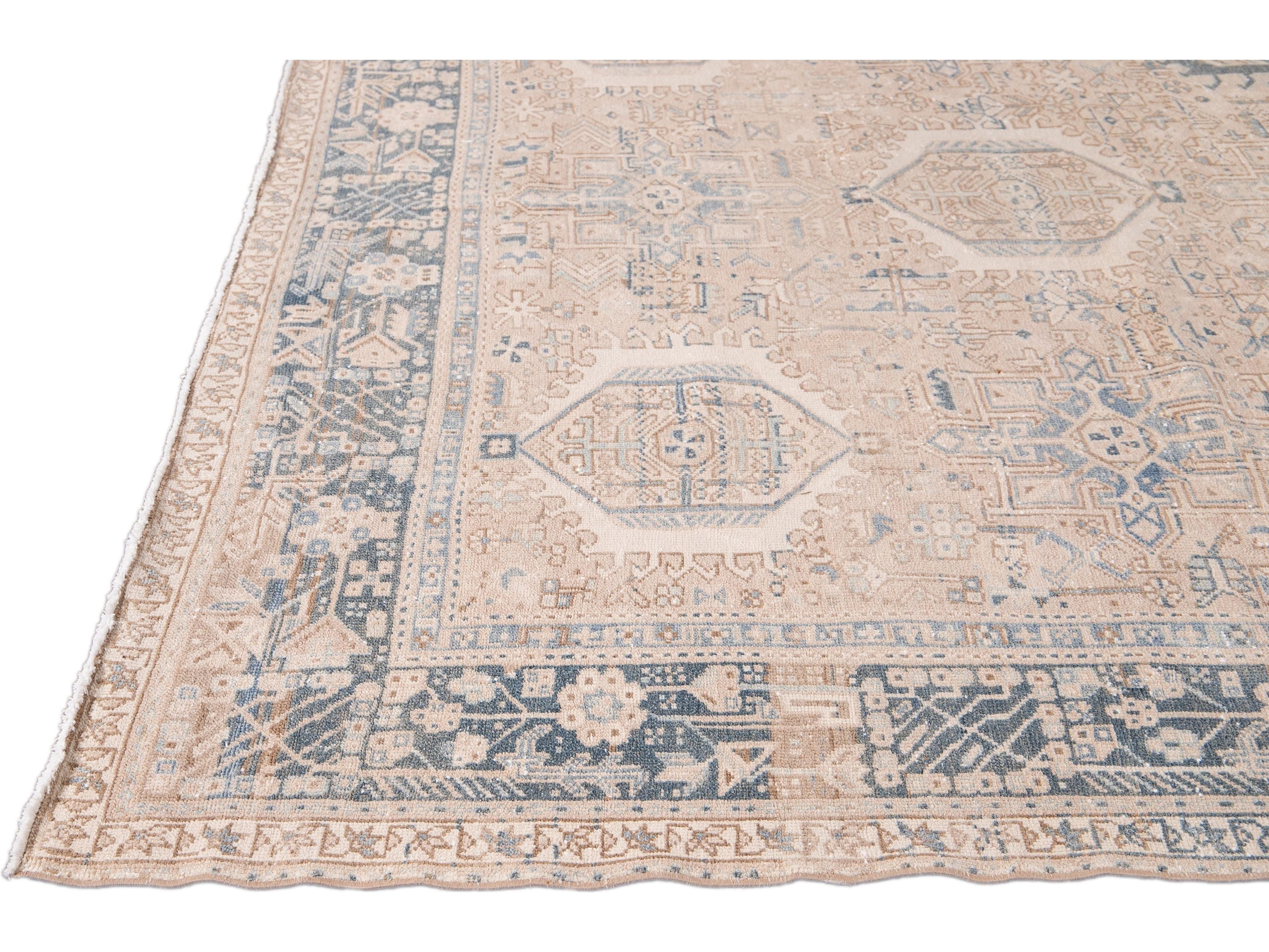 Antique Heriz Wool Rug 8 X 11