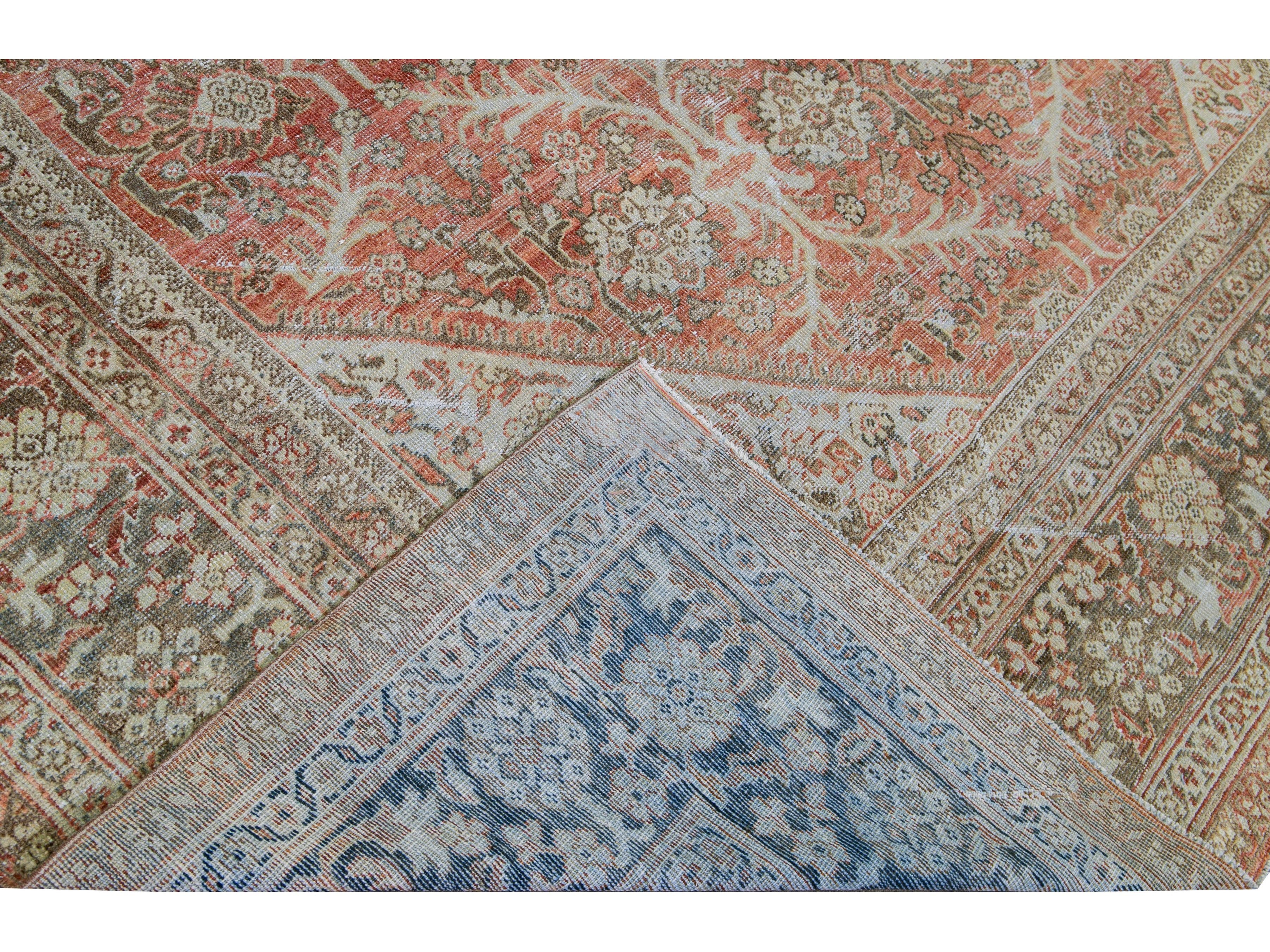 Red Antique Mahal Handmade Medallion Designed Wool Rug