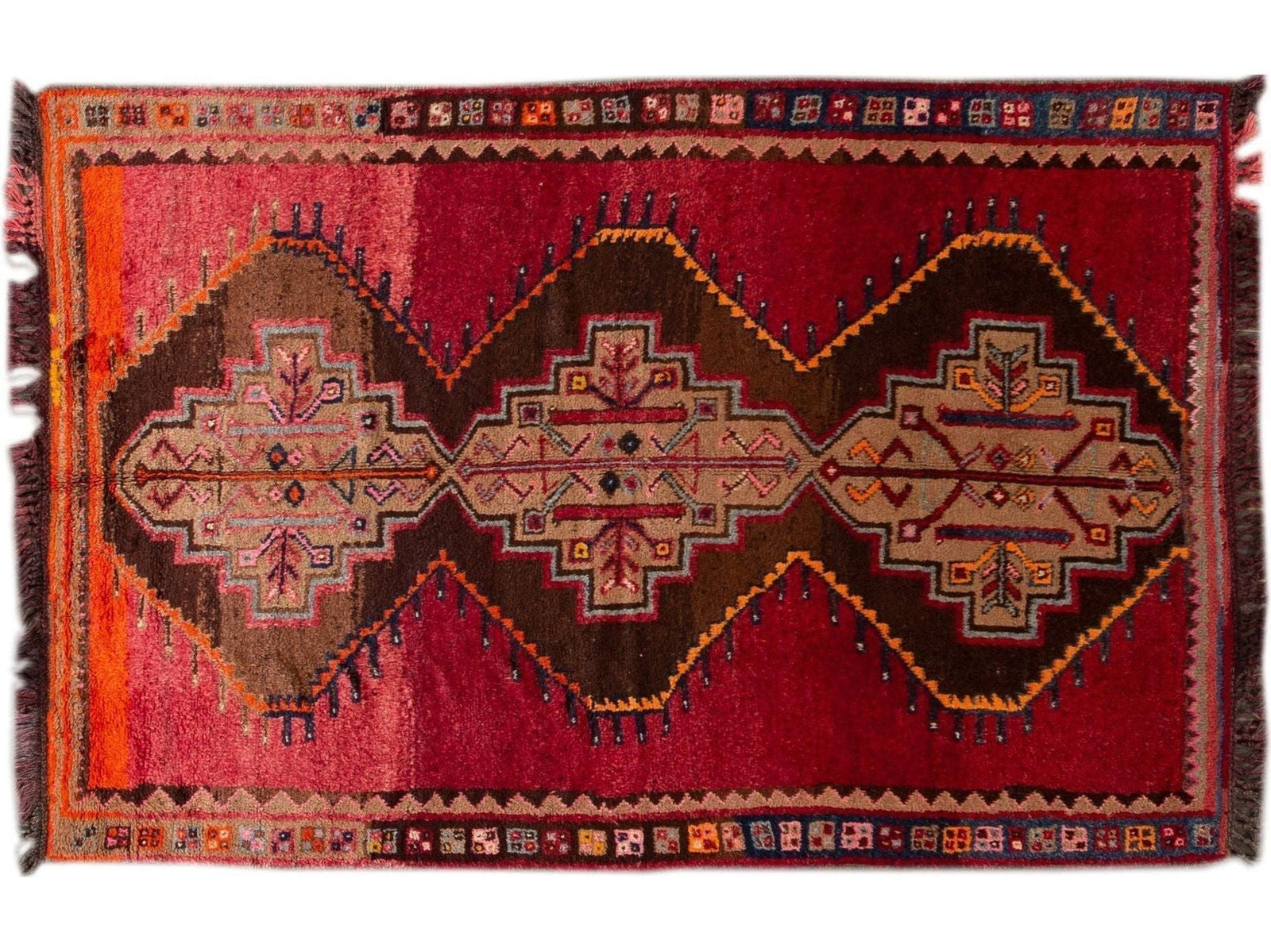 Vintage Turkish Tribal Wool Rug 6 X 9