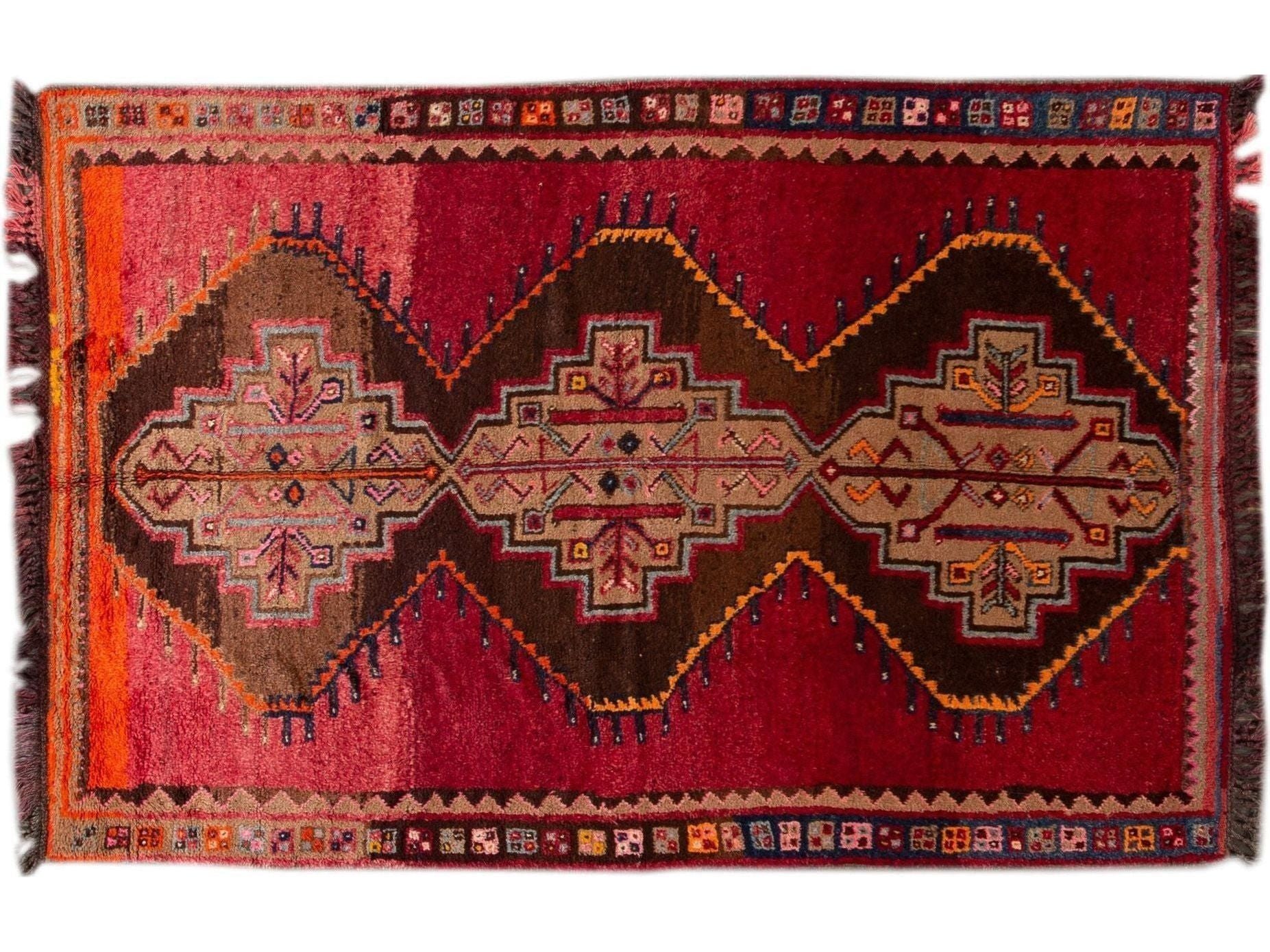 Vintage Turkish Tribal Wool Rug 6 X 9