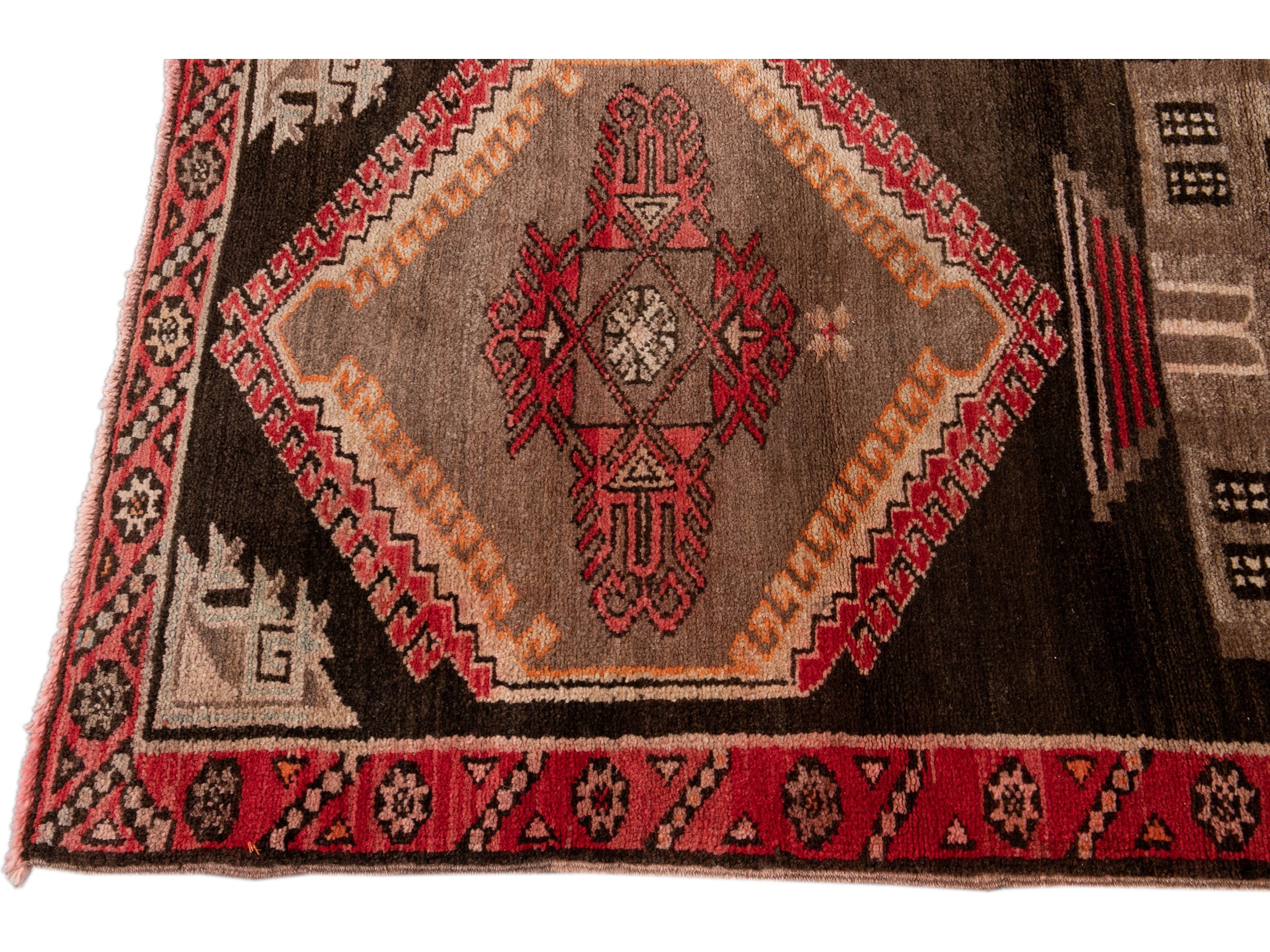 Vintage Pictorial Wool Rug 3 X 5