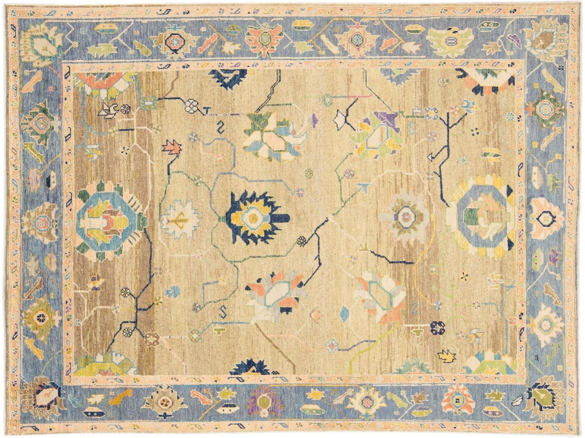 Modern Oushak Wool Rug 9 X 12
