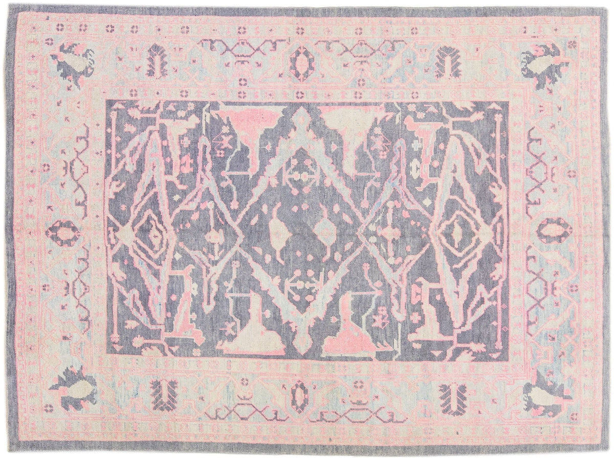 Modern Oushak Wool Rug 8 X 11