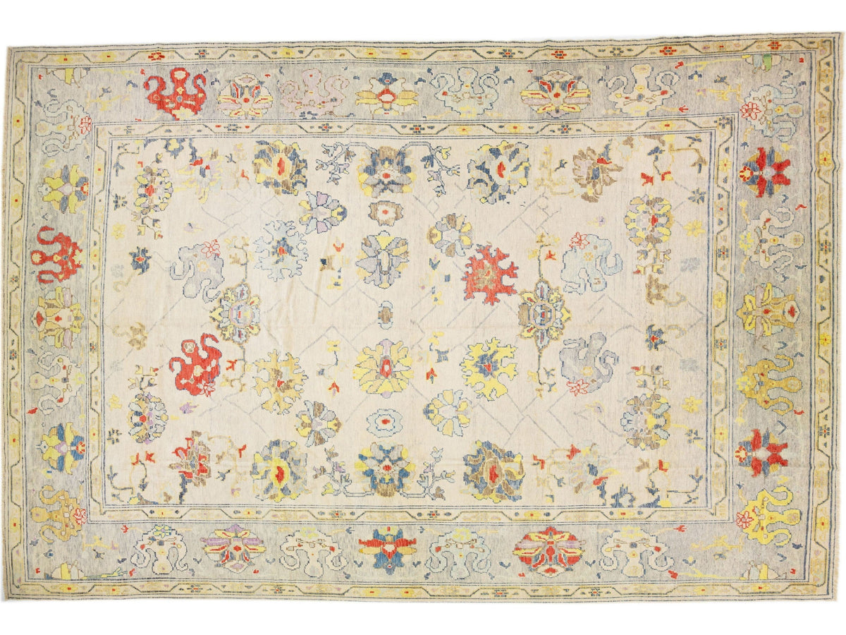 Modern Turkish Oushak Wool Rug 14 X 21