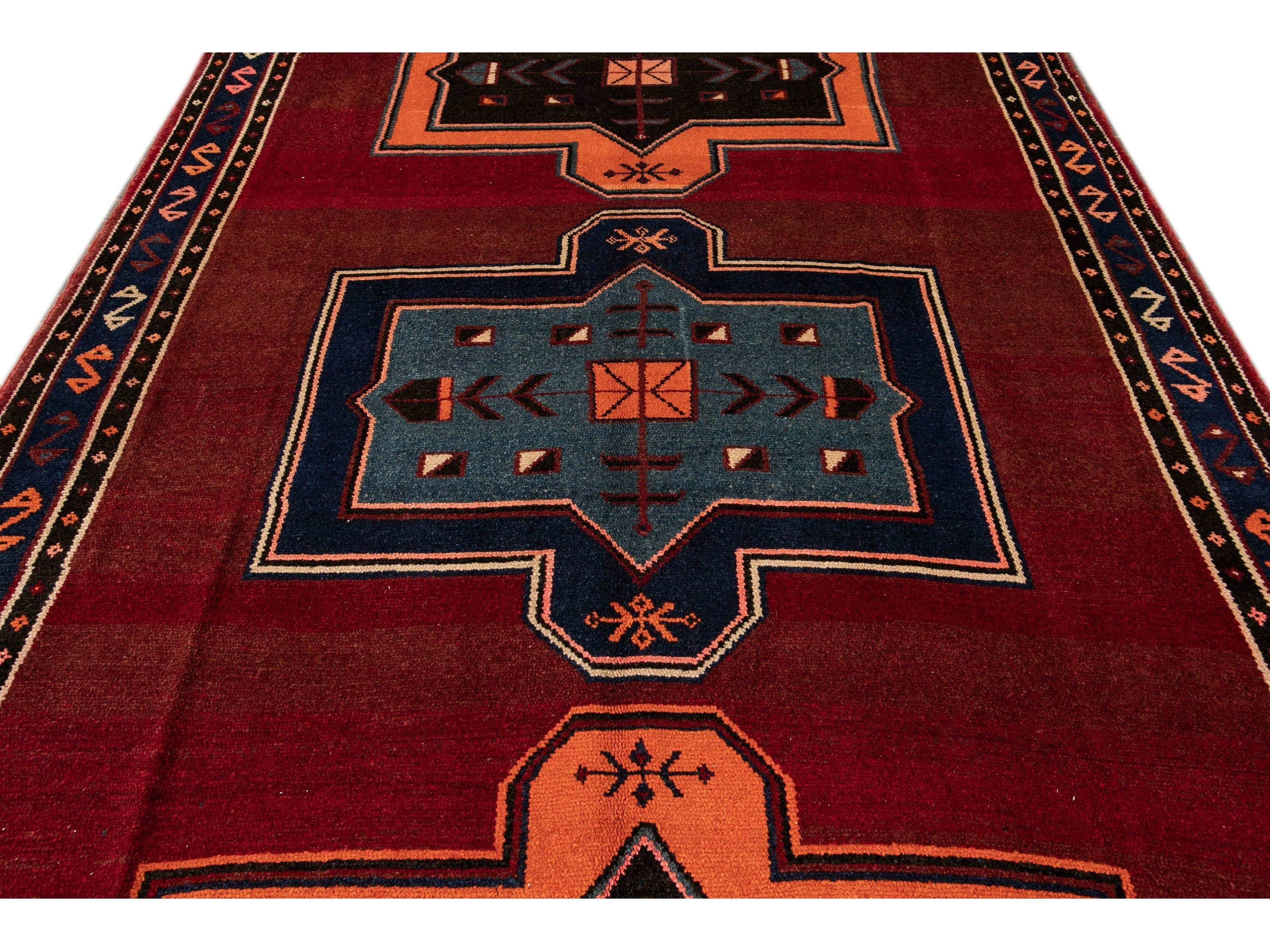 Vintage Turkish Tribal Wool Runner 8 X 16