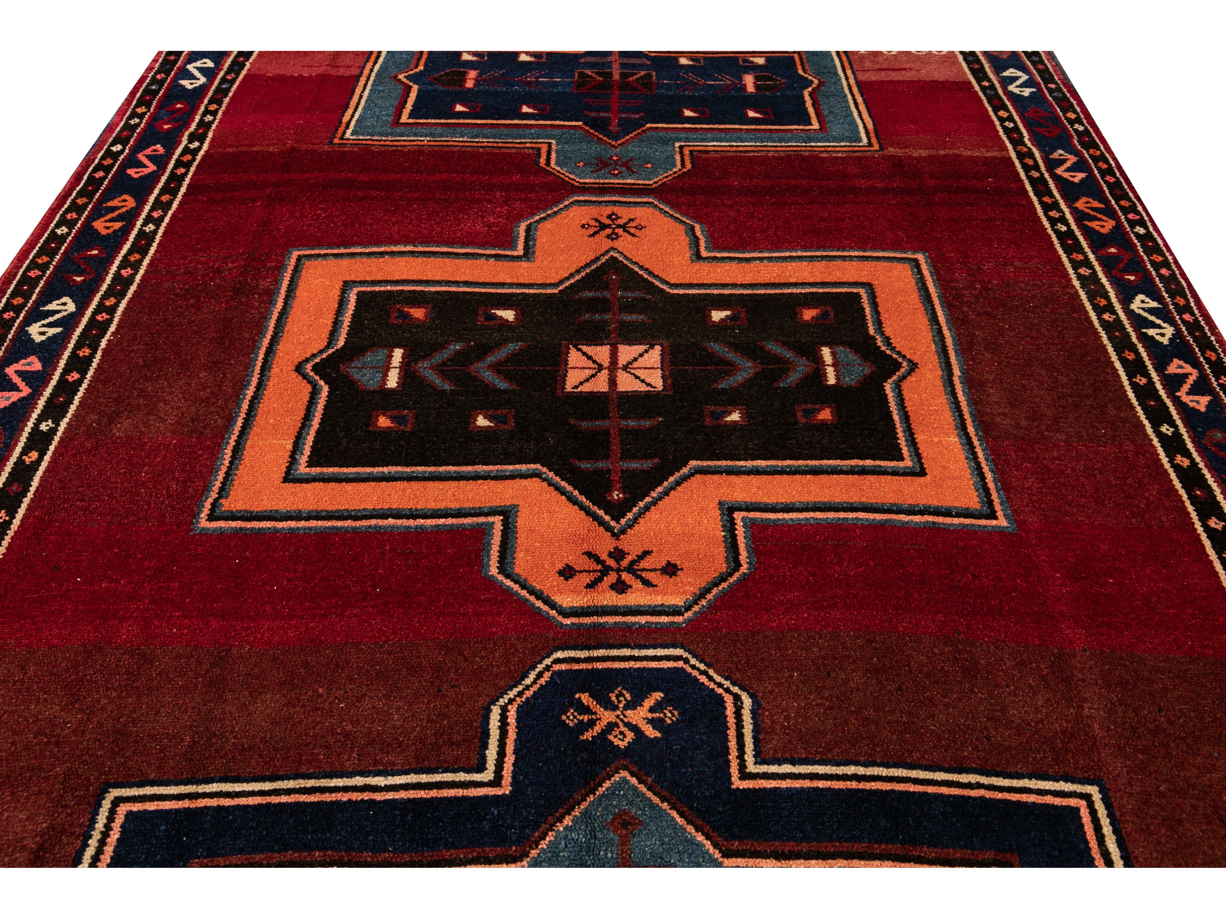 Vintage Turkish Tribal Wool Runner 8 X 16