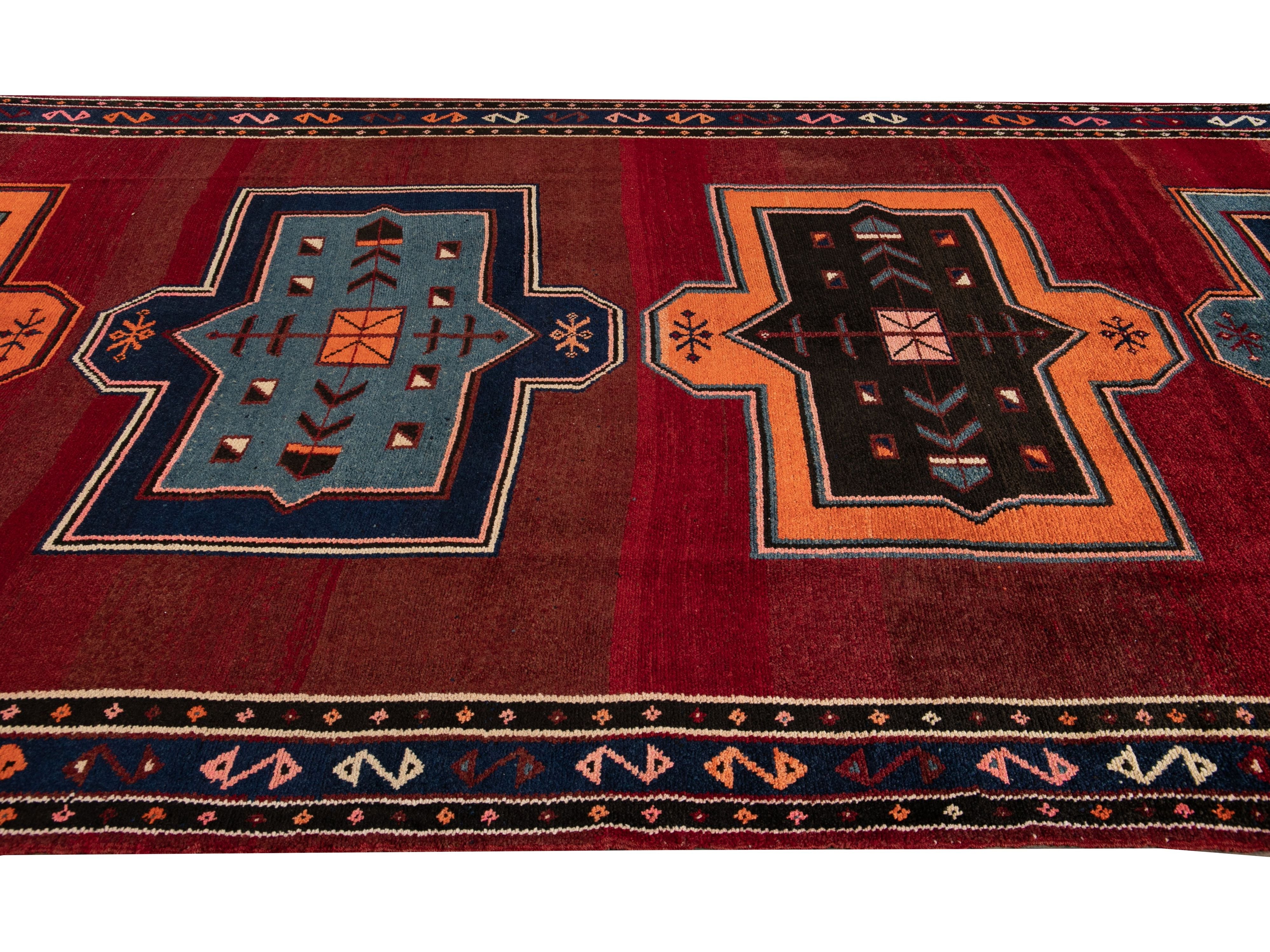 Vintage Turkish Tribal Wool Runner 8 X 16