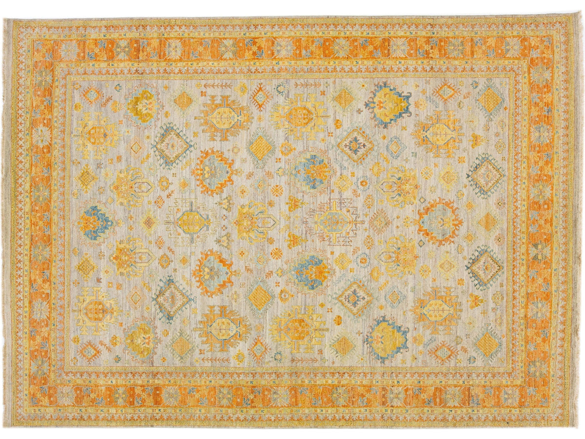 Modern Indian Artisan Wool Rug 10 X 14