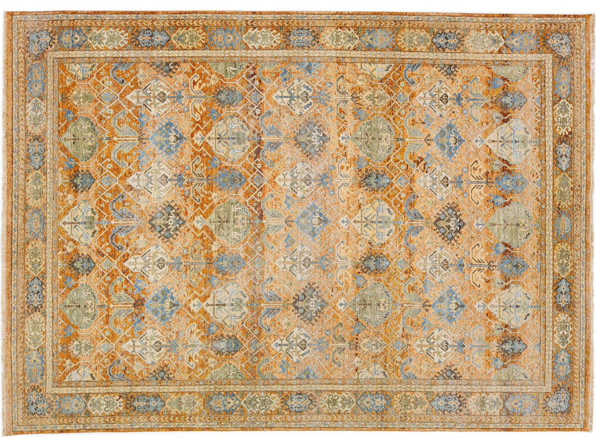 Modern Indian Artisan Wool Rug 10 X 14