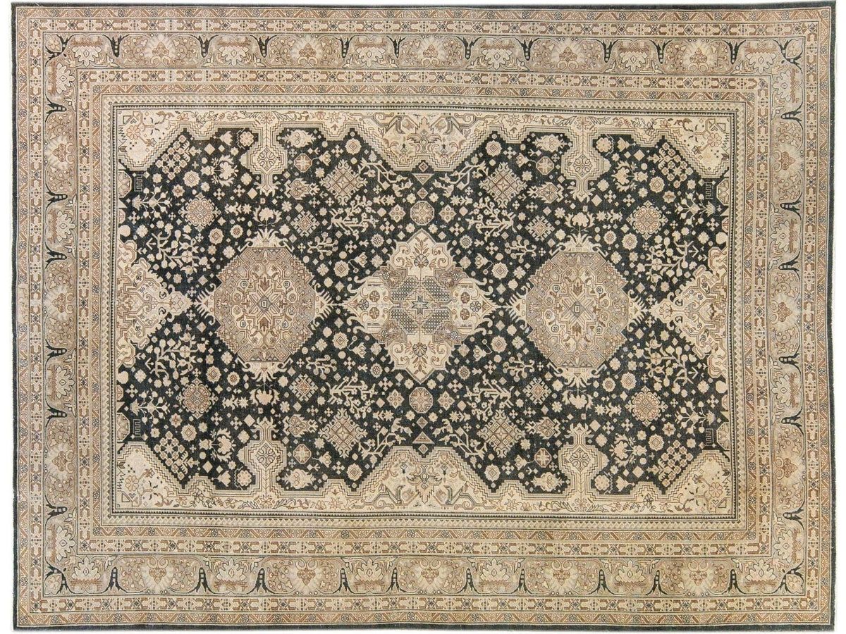 Antique Tabriz Wool Rug 9 X 12