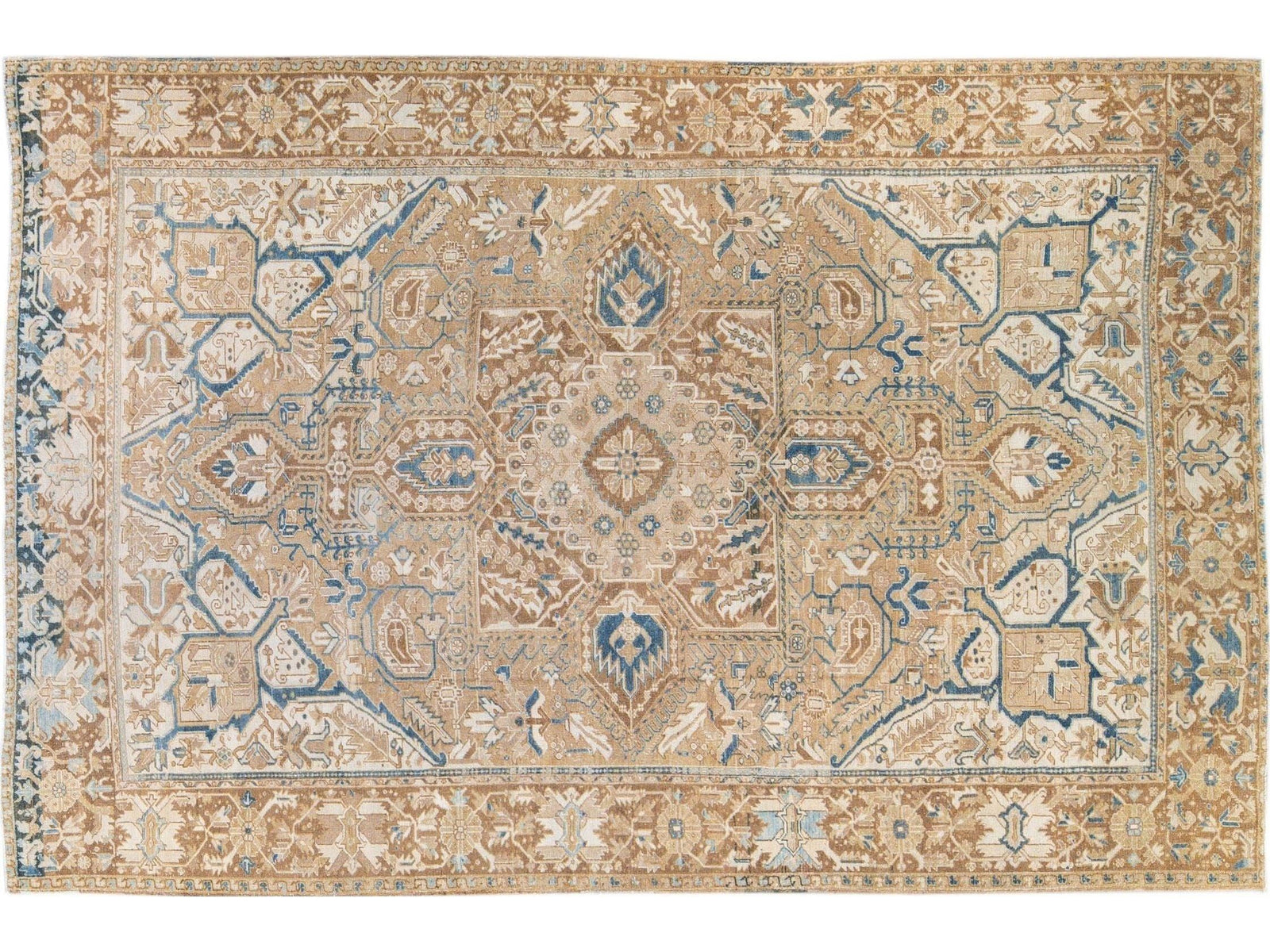Antique Heriz Wool Rug 9 X 14