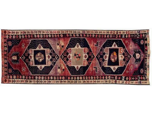 Mid 20th Century Vintage Azeri Wool Runner Rug 5 X 13