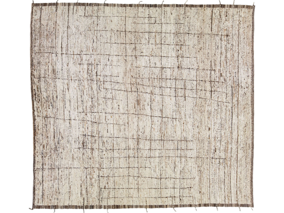 Modern Moroccan Wool Rug 12 X 13