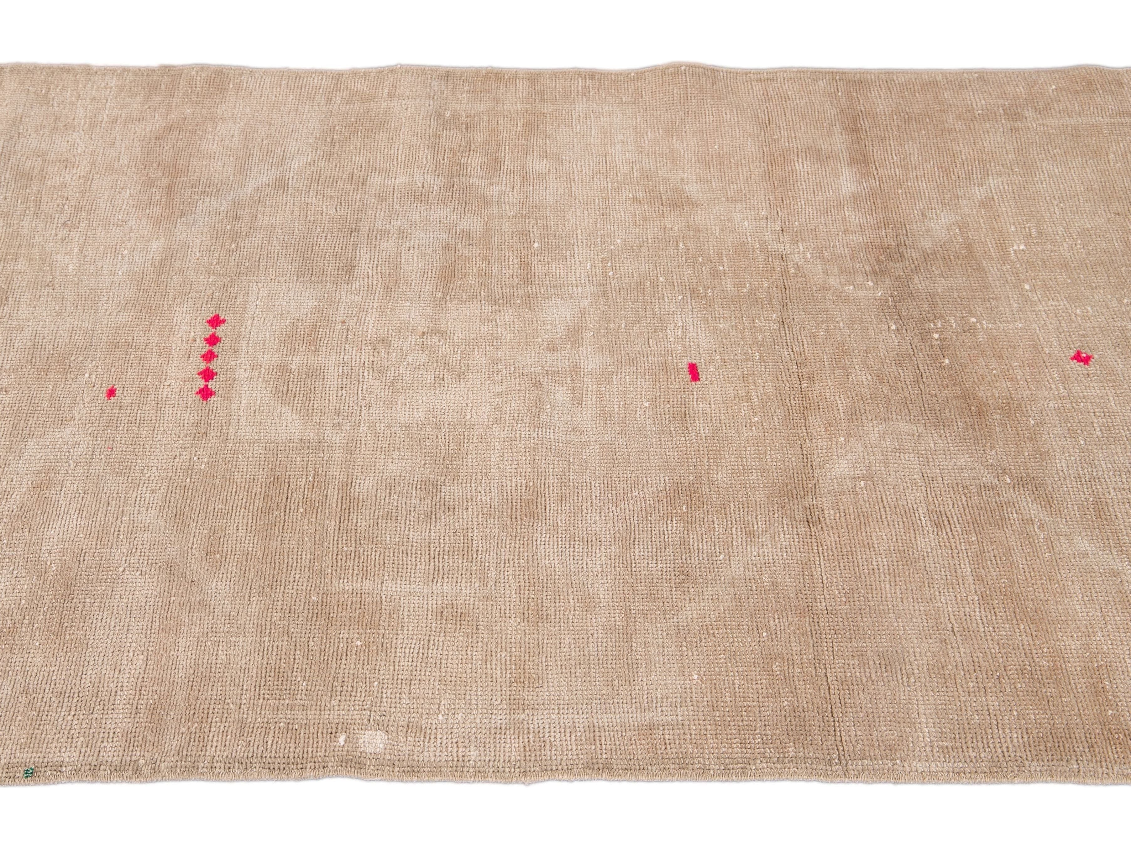 Vintage Turkish Nude Handmade Distressed Wool Runner