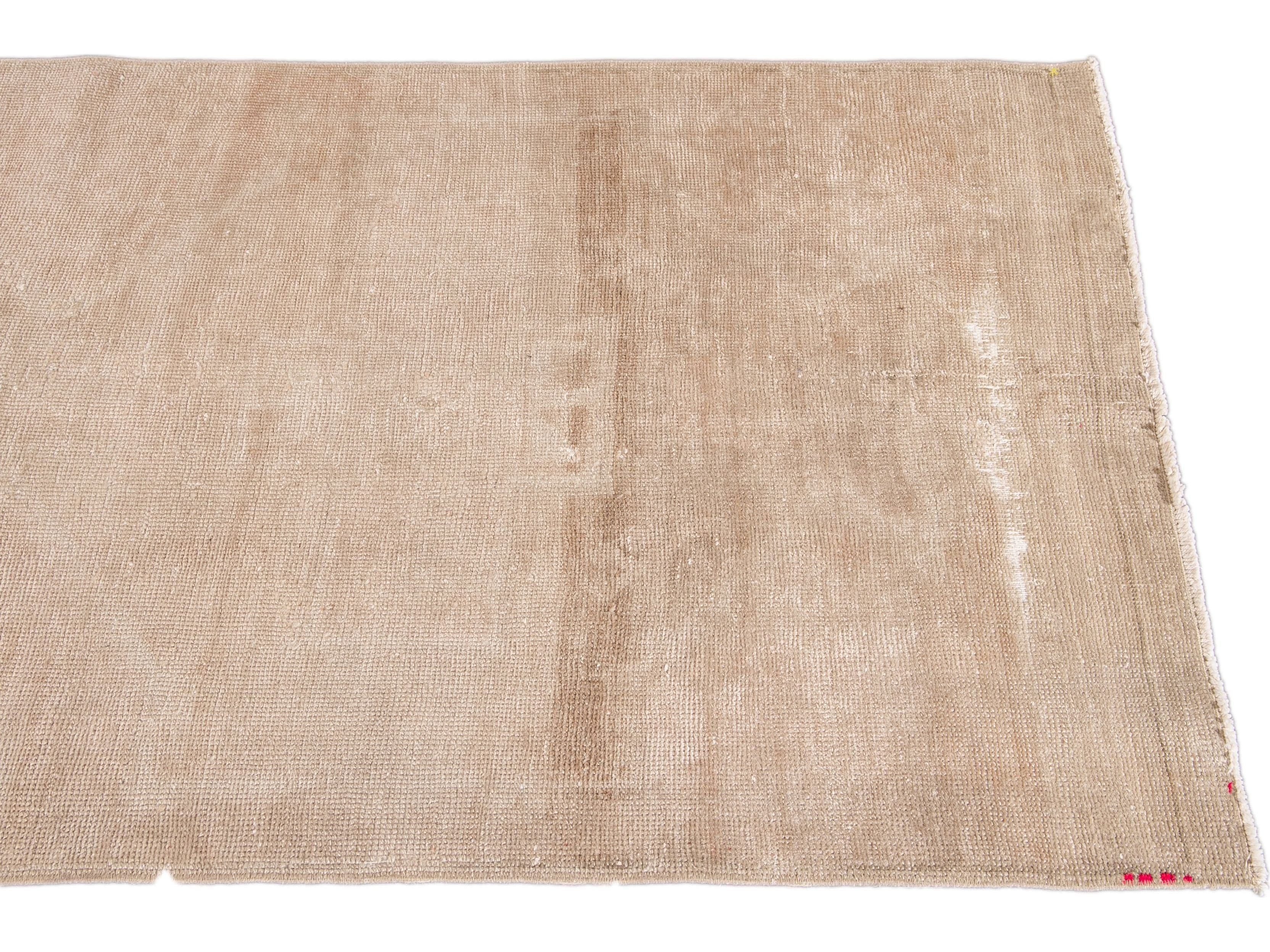 Vintage Turkish Nude Handmade Distressed Wool Runner