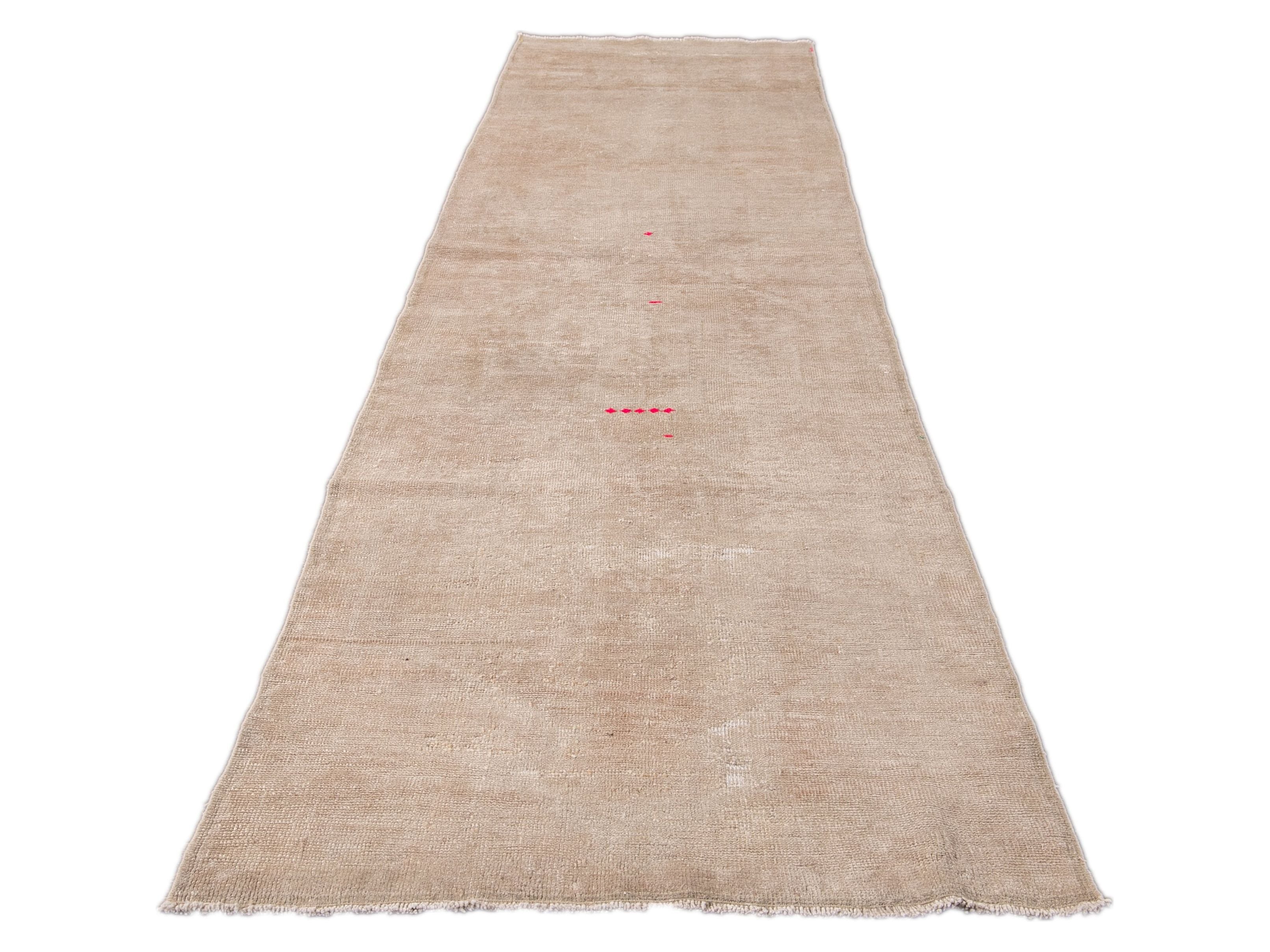 Vintage Turkish Nude Handmade Distressed Wool Runner