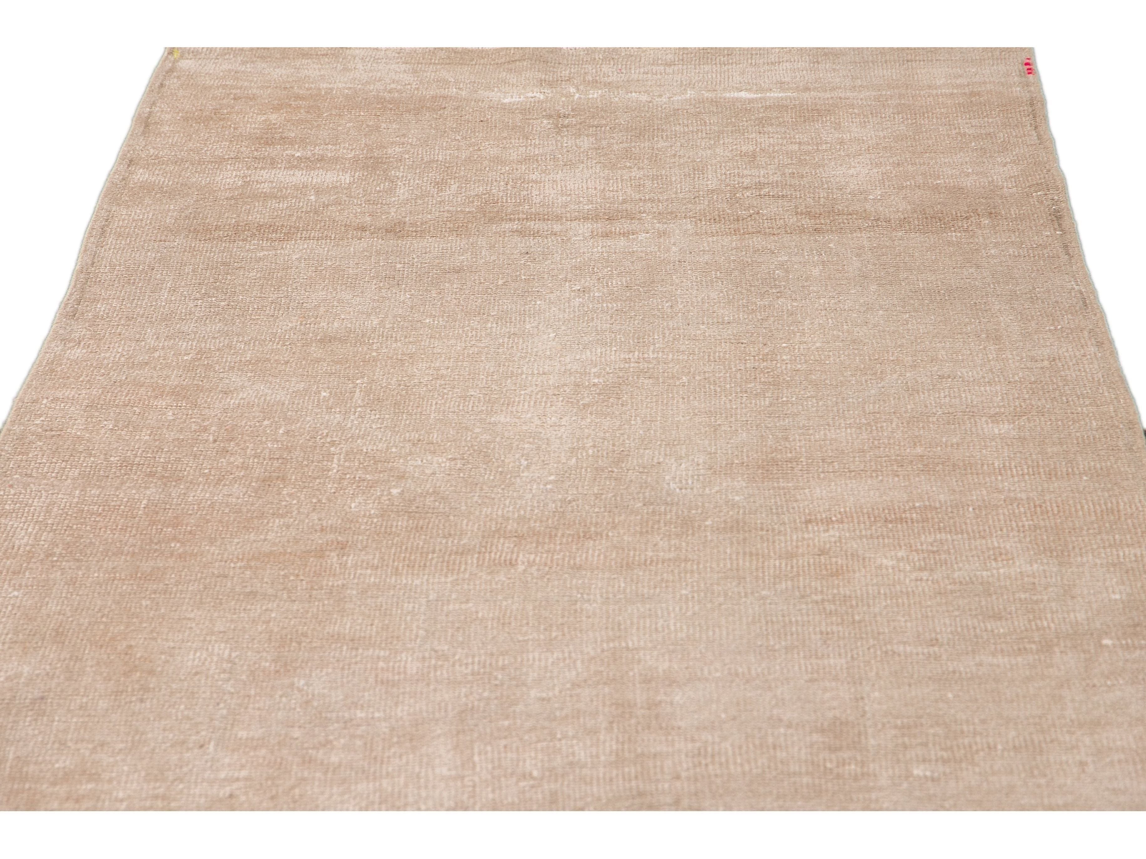 Vintage Turkish Nude Handmade Distressed Wool Runner