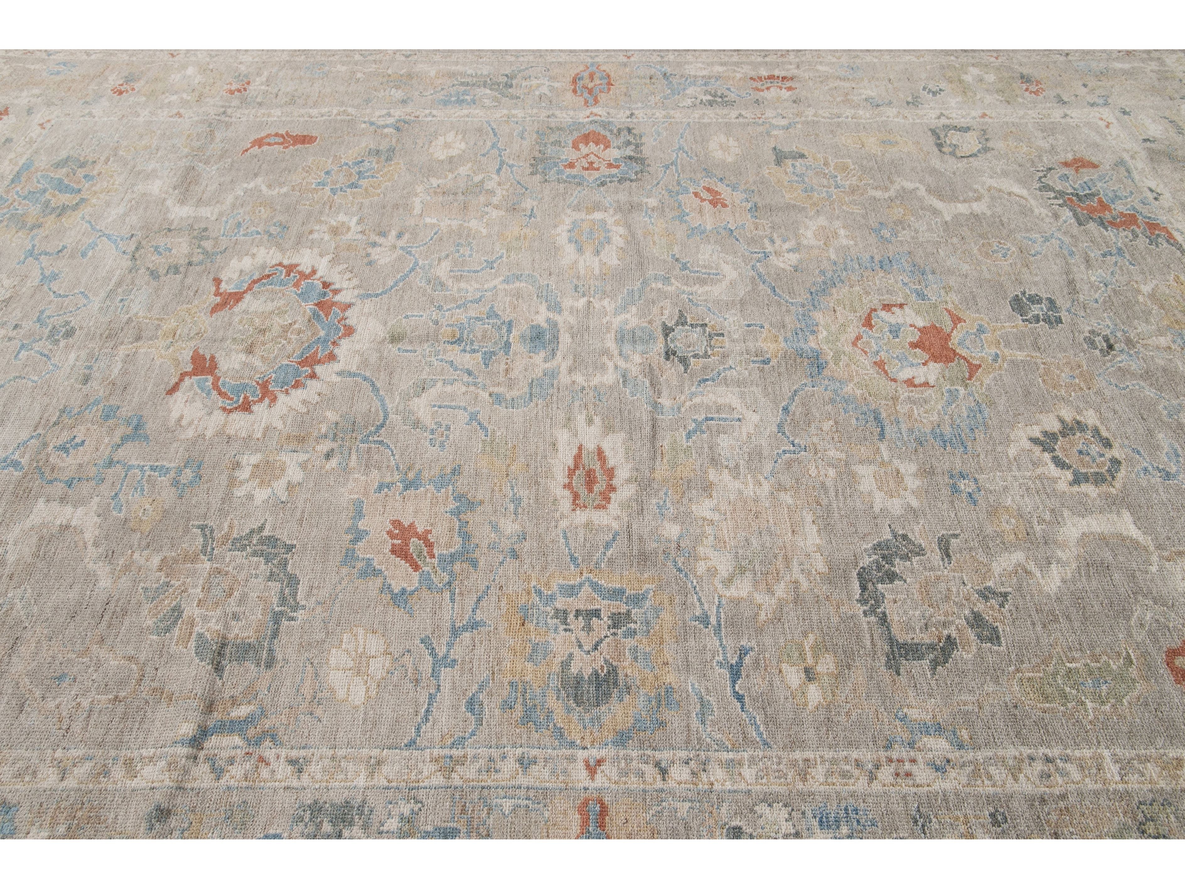 Modern Sultanabad Wool Rug 9 X 11