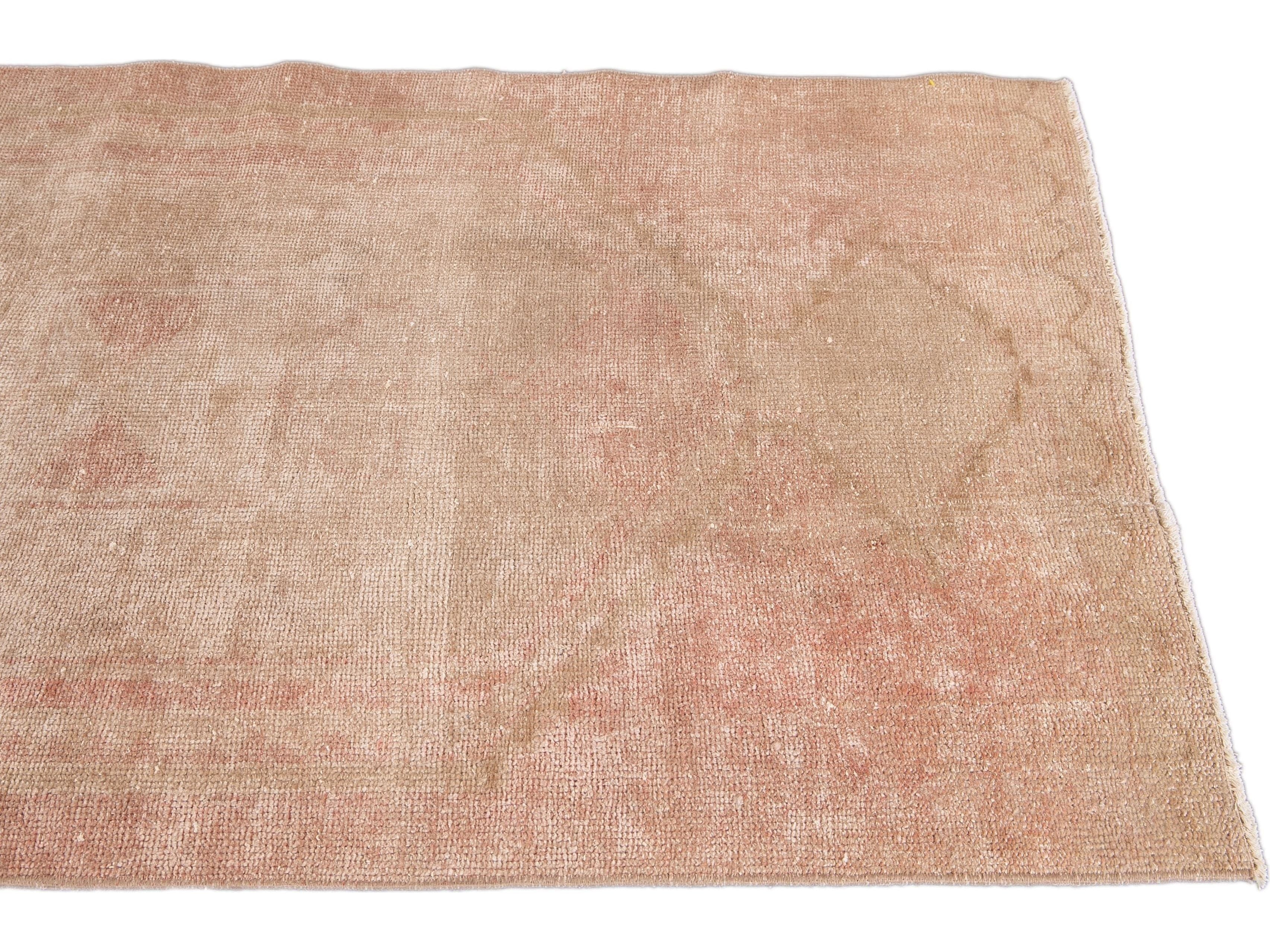 Vintage Turkish Handmade Peach Tribal Wool Runner