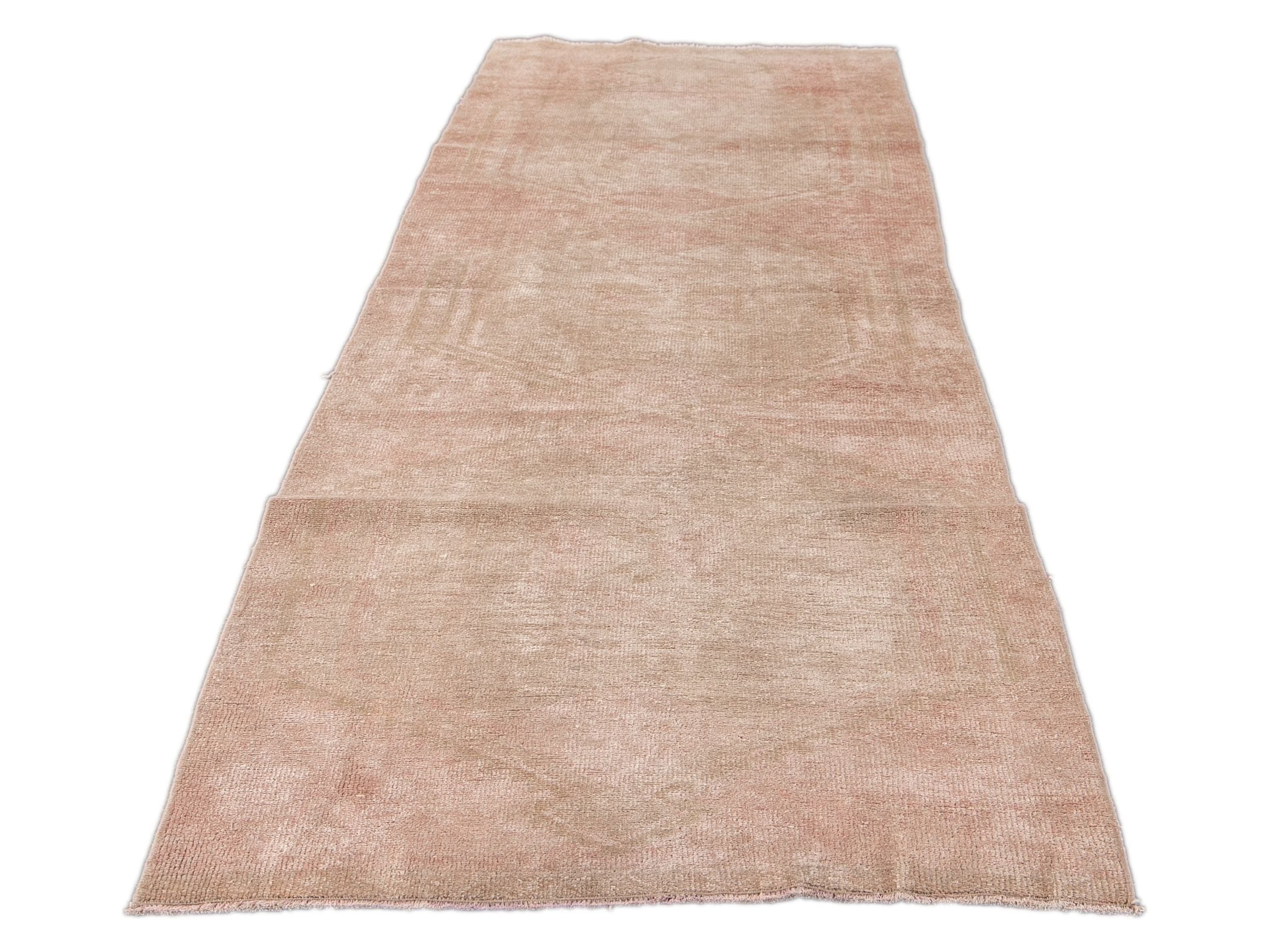 Vintage Turkish Handmade Peach Tribal Wool Runner