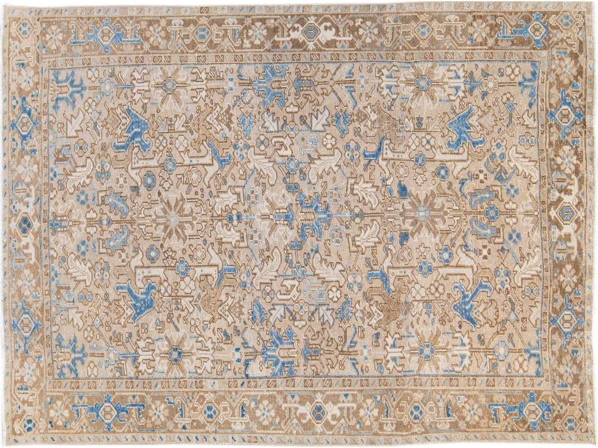 Antique Heriz Wool Rug 7 X 9