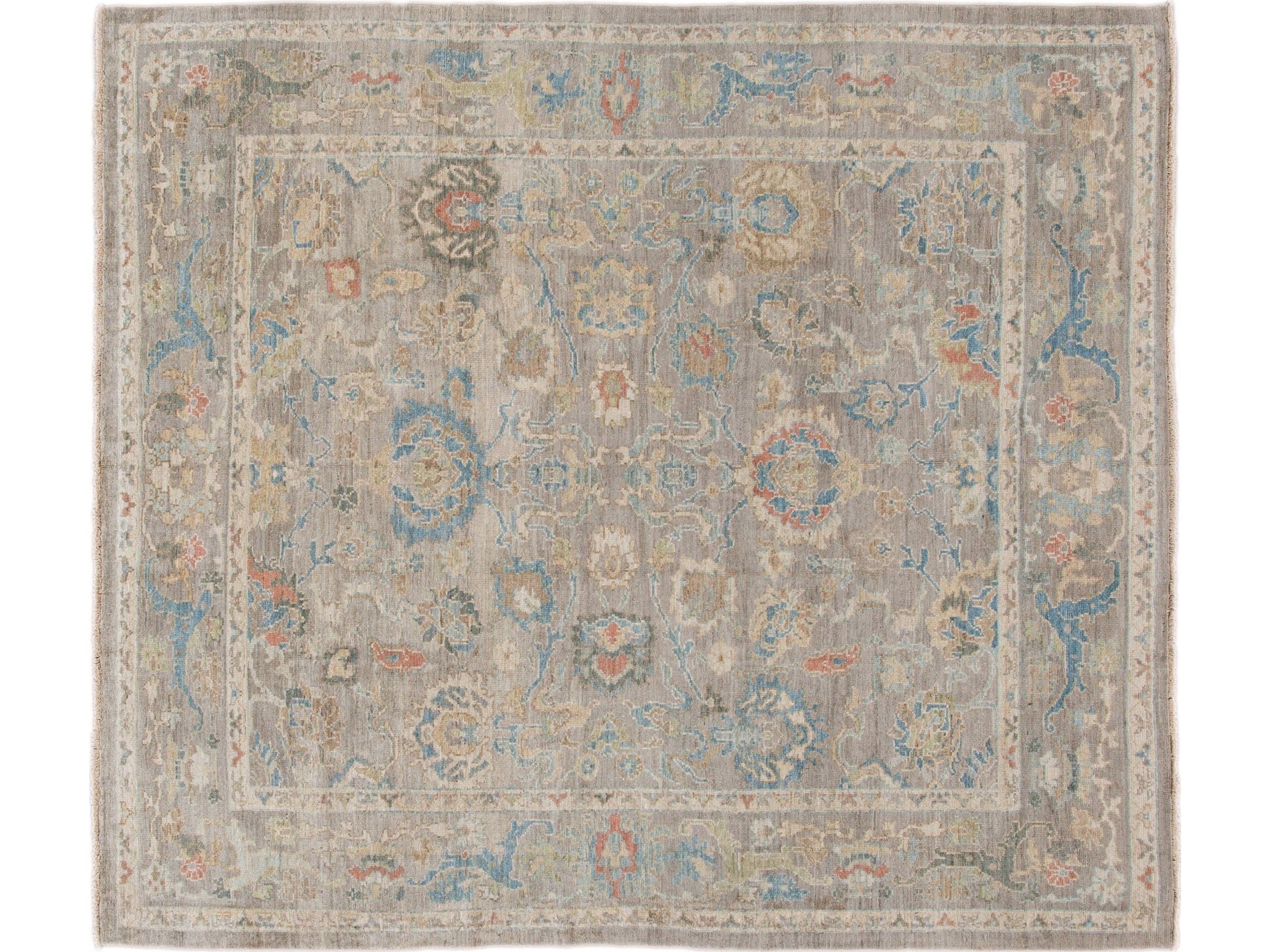 Modern Sultanabad Square Wool Rug 8 X 9